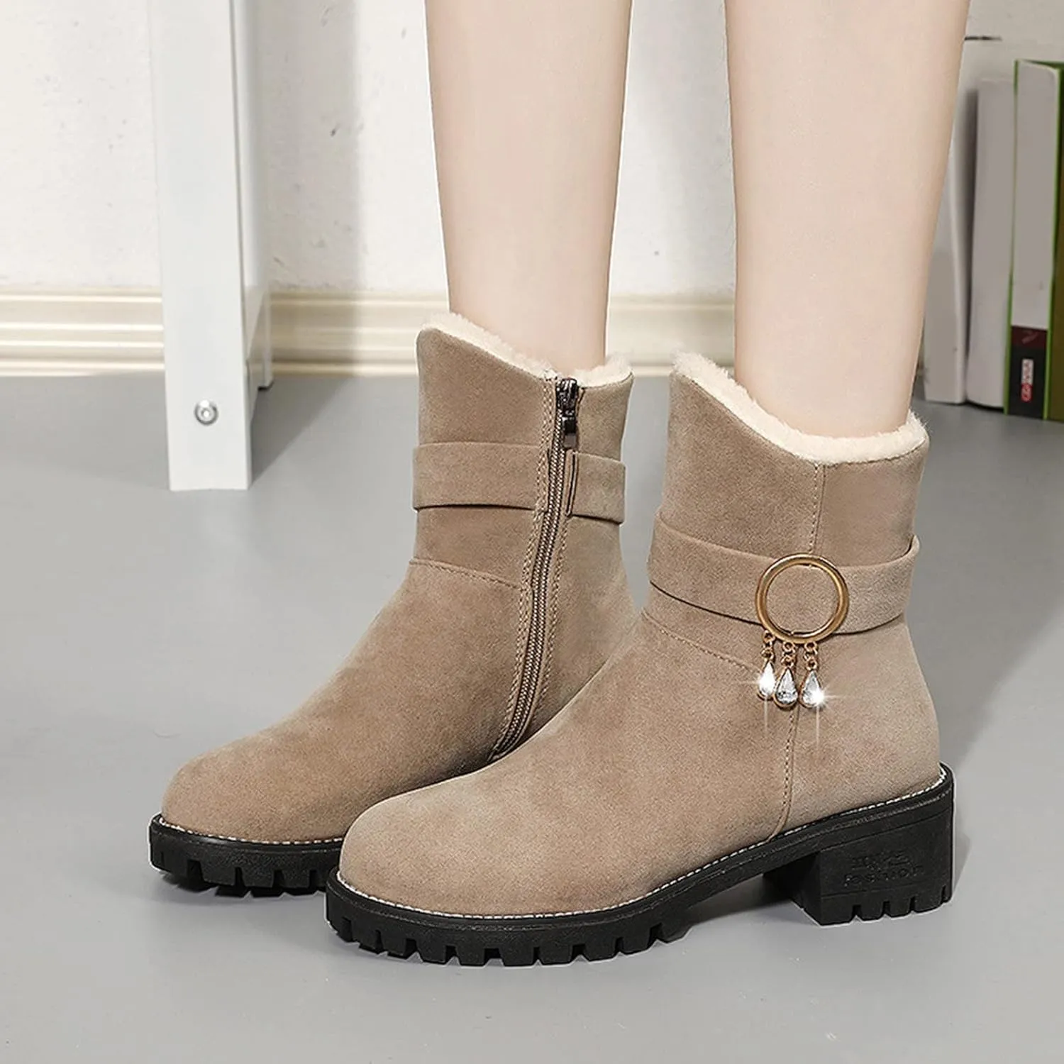 SBGMoSJ Womens Waterproof Winter Boots Size 9 Womens Winter Boots Wide Width Wide Calf Winter Booties for Women 2023 Womens Winter Ankle Boots Size 11 Botas De Mujer Para El Frio Con Plataforma