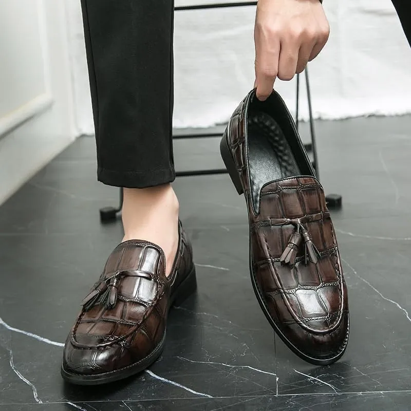 Shoes for Men Mens Leather Ankle Dress Shoes Casual Shoes Loafers Flat Shoes Vintage Hand Stitching Comfort Soft Breathable Slip-On Lightweight