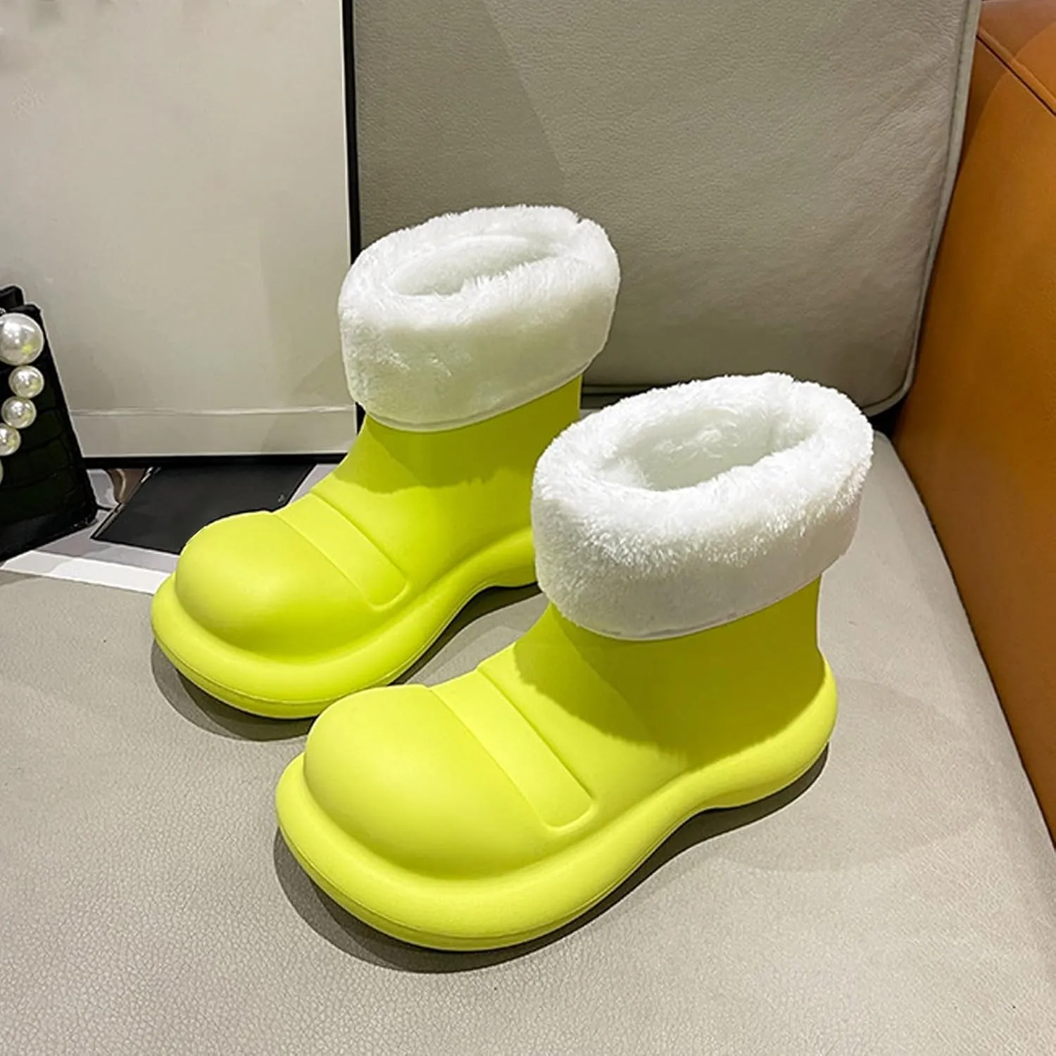 Short Rain Boots for Womens Ankle Rainboot Slip On Garden Boot Ladies Rubber Outside Work Winter Casual Boots