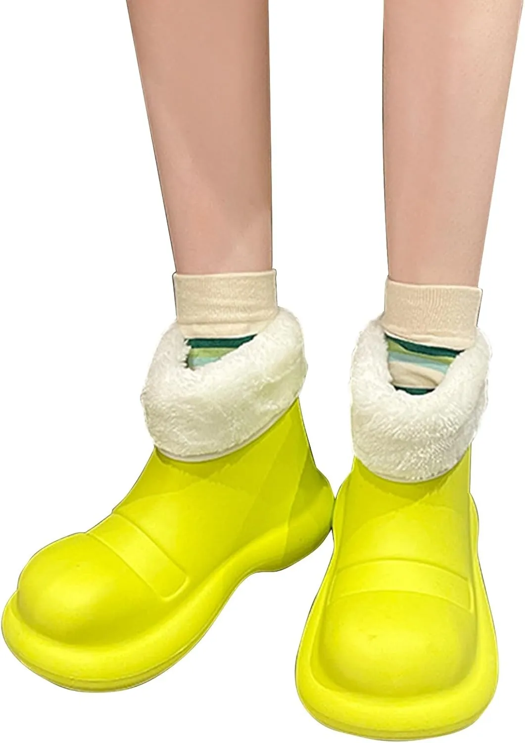 Short Rain Boots for Womens Ankle Rainboot Slip On Garden Boot Ladies Rubber Outside Work Winter Casual Boots