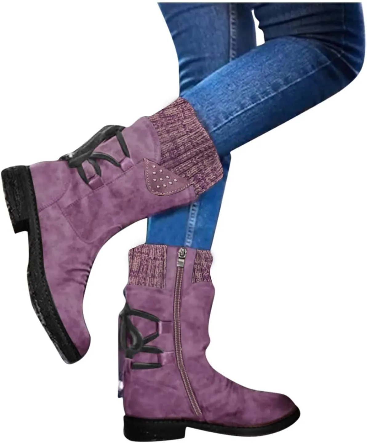 Snow Boots for Women Waterproof Non Slip Wide Womens Boots Winter Ankle Womens Wide Width Snow Boots with Zipper Boots for Snow Woman Winter Boot for Women Size 5.5