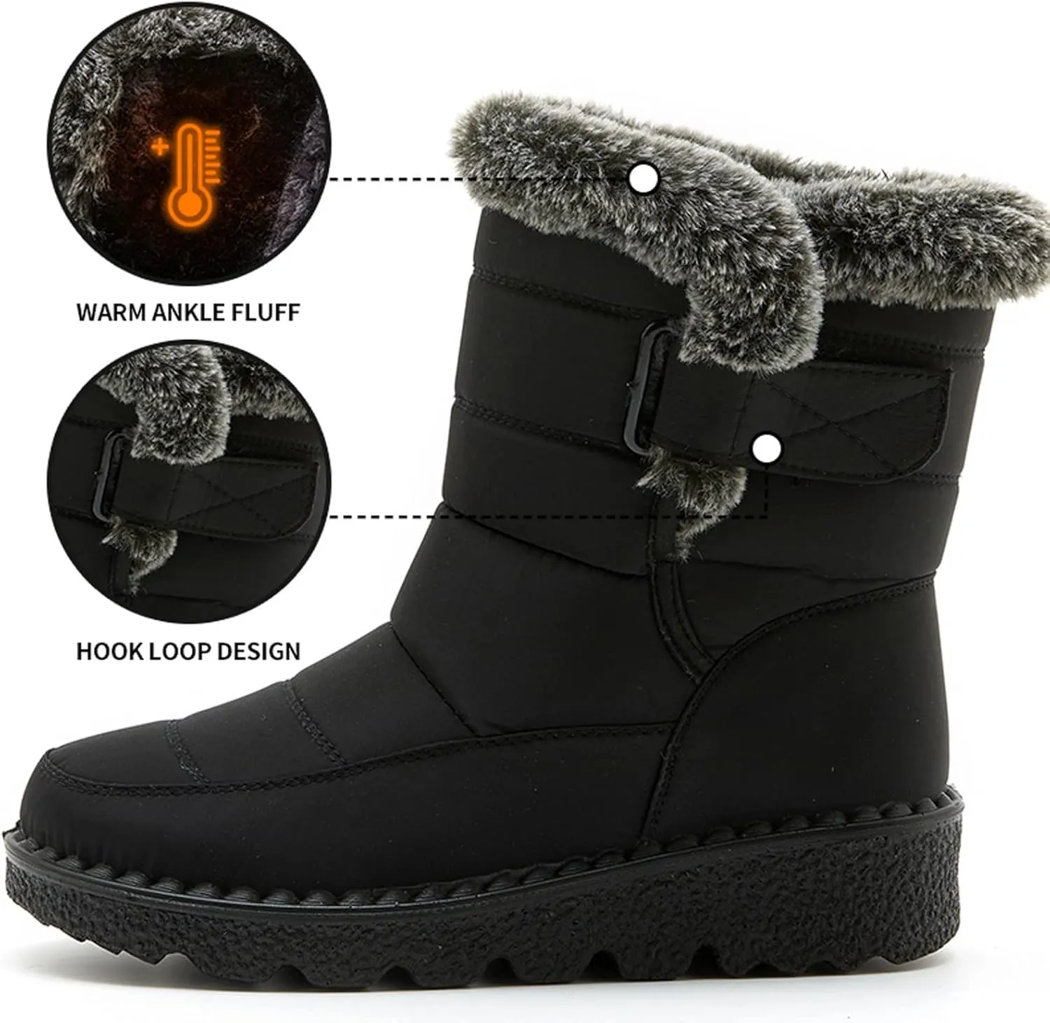 Snow Boots for Women Wide Width Snow Boots for Women Waterproof Size 11 Warm Winter Boots Women Brown Winter Boots for Women Leather Botas Negras Para Mujer Invierno