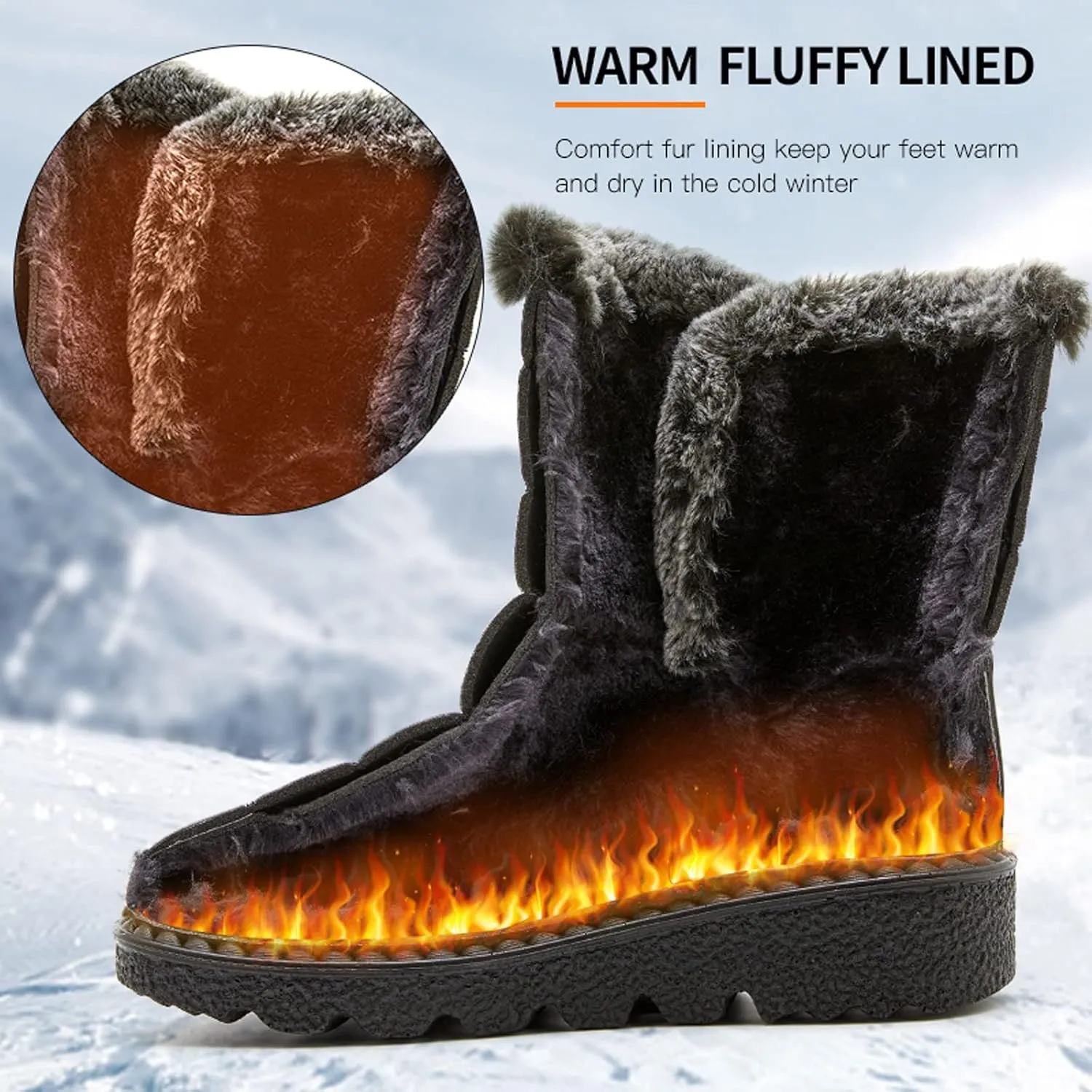 Snow Boots for Women Wide Width Snow Boots for Women Waterproof Size 11 Warm Winter Boots Women Brown Winter Boots for Women Leather Botas Negras Para Mujer Invierno