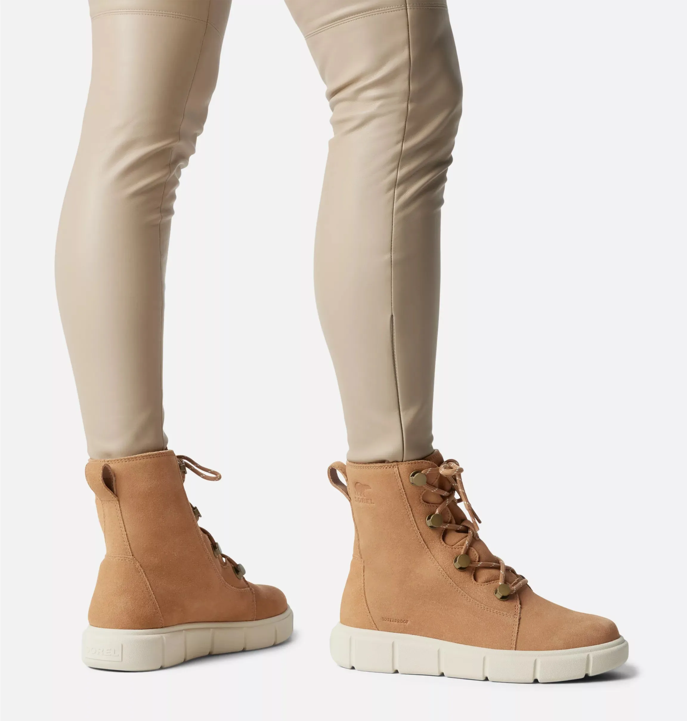 Sorel Women's Sorel Explorer III Joan Waterproof Boots-Tawny Buff, Chalk