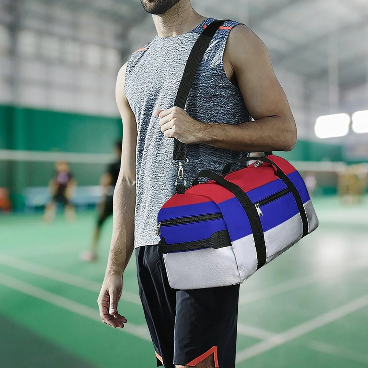 Srpska Flag Duffel Bag for Boys Girls with Waterproof Shoe Compartment Travel