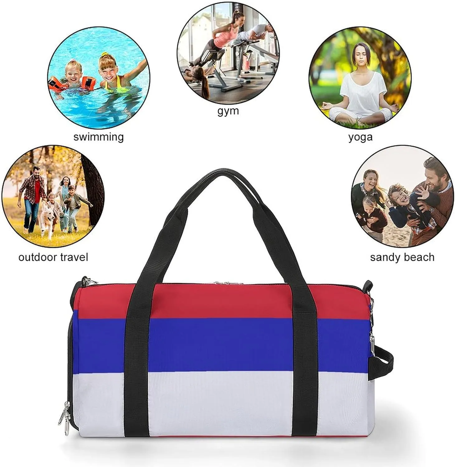 Srpska Flag Duffel Bag for Boys Girls with Waterproof Shoe Compartment Travel
