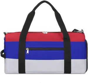 Srpska Flag Duffel Bag for Boys Girls with Waterproof Shoe Compartment Travel