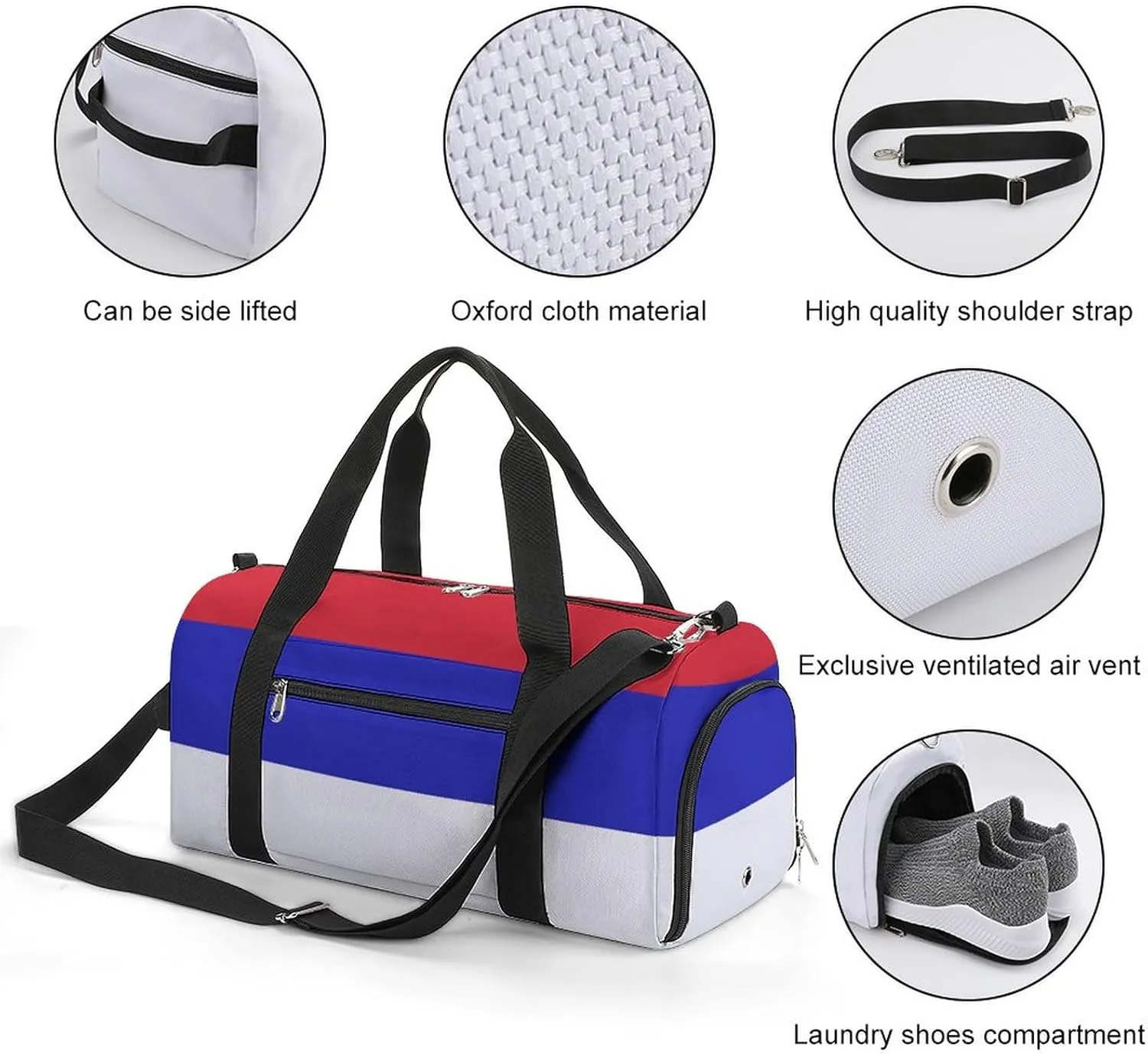 Srpska Flag Duffel Bag for Boys Girls with Waterproof Shoe Compartment Travel