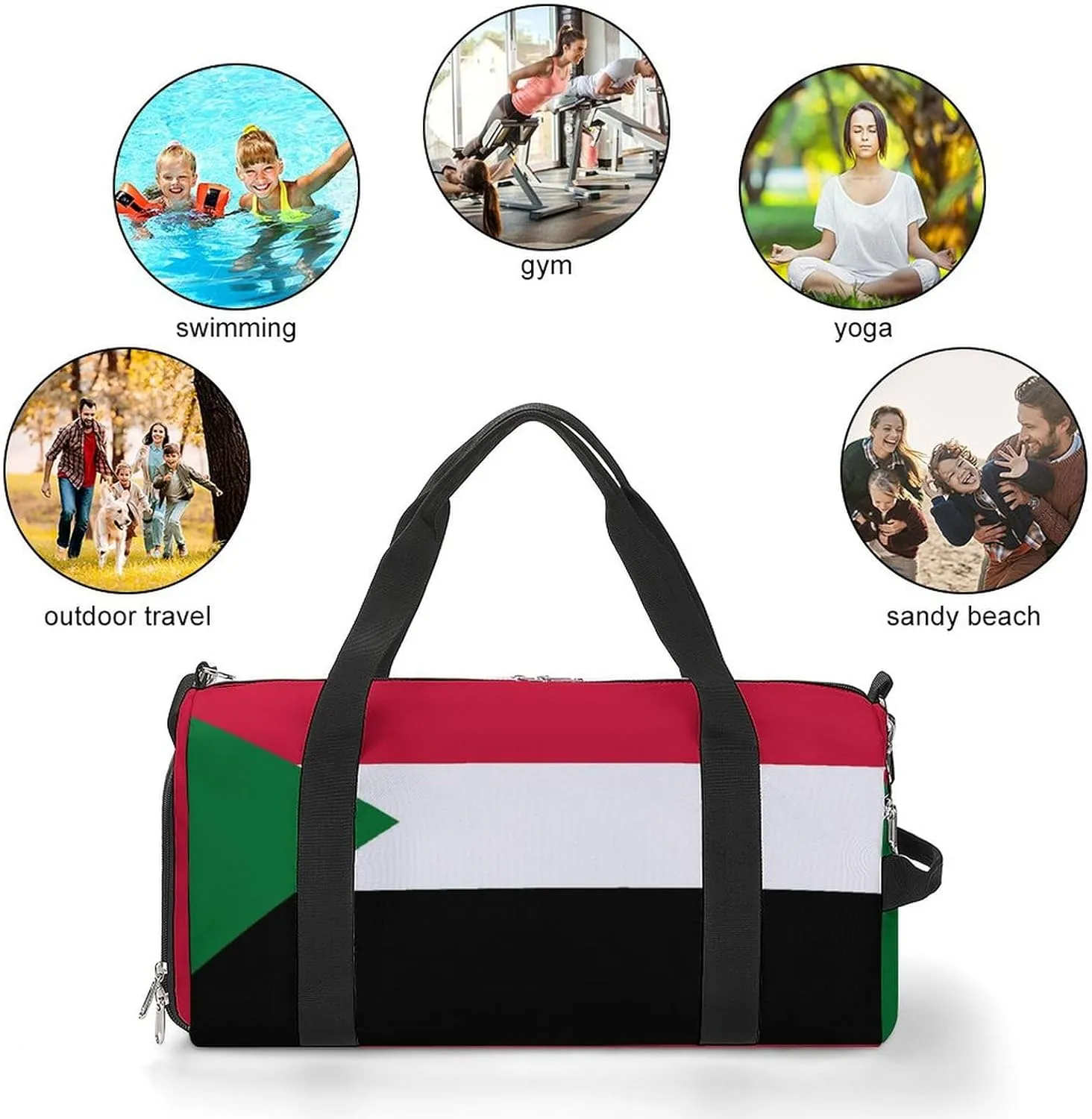 Sudan Flag Travel Bag for Boys Girls with Shoe Compartment and Wet Pocket