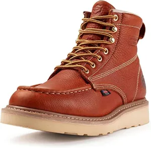 SUREWAY 6 in Mens Soft Toe Work Boots for Men-Full Grain Leather,GoodyearWelt,Non-Slip EH Safety Industial Construction Wedge Moc Toe Work Boots/Shoes