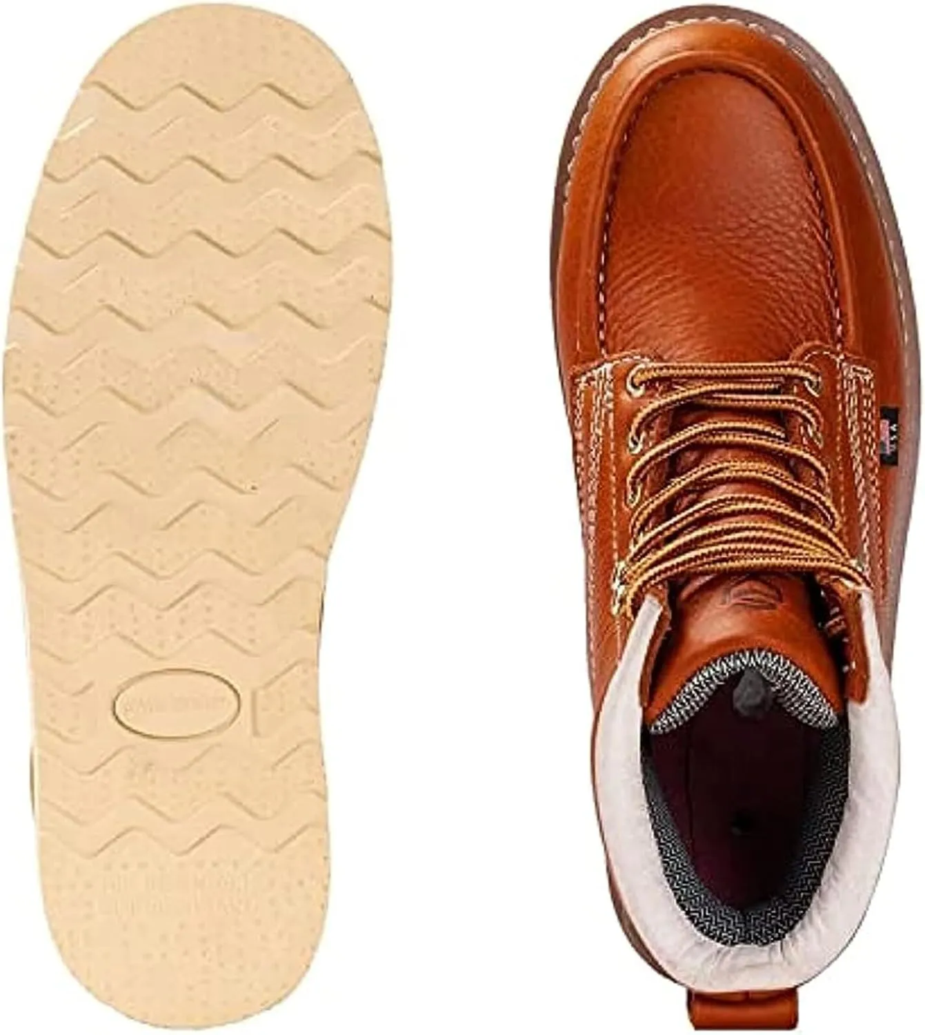 SUREWAY 6 in Mens Soft Toe Work Boots for Men-Full Grain Leather,GoodyearWelt,Non-Slip EH Safety Industial Construction Wedge Moc Toe Work Boots/Shoes