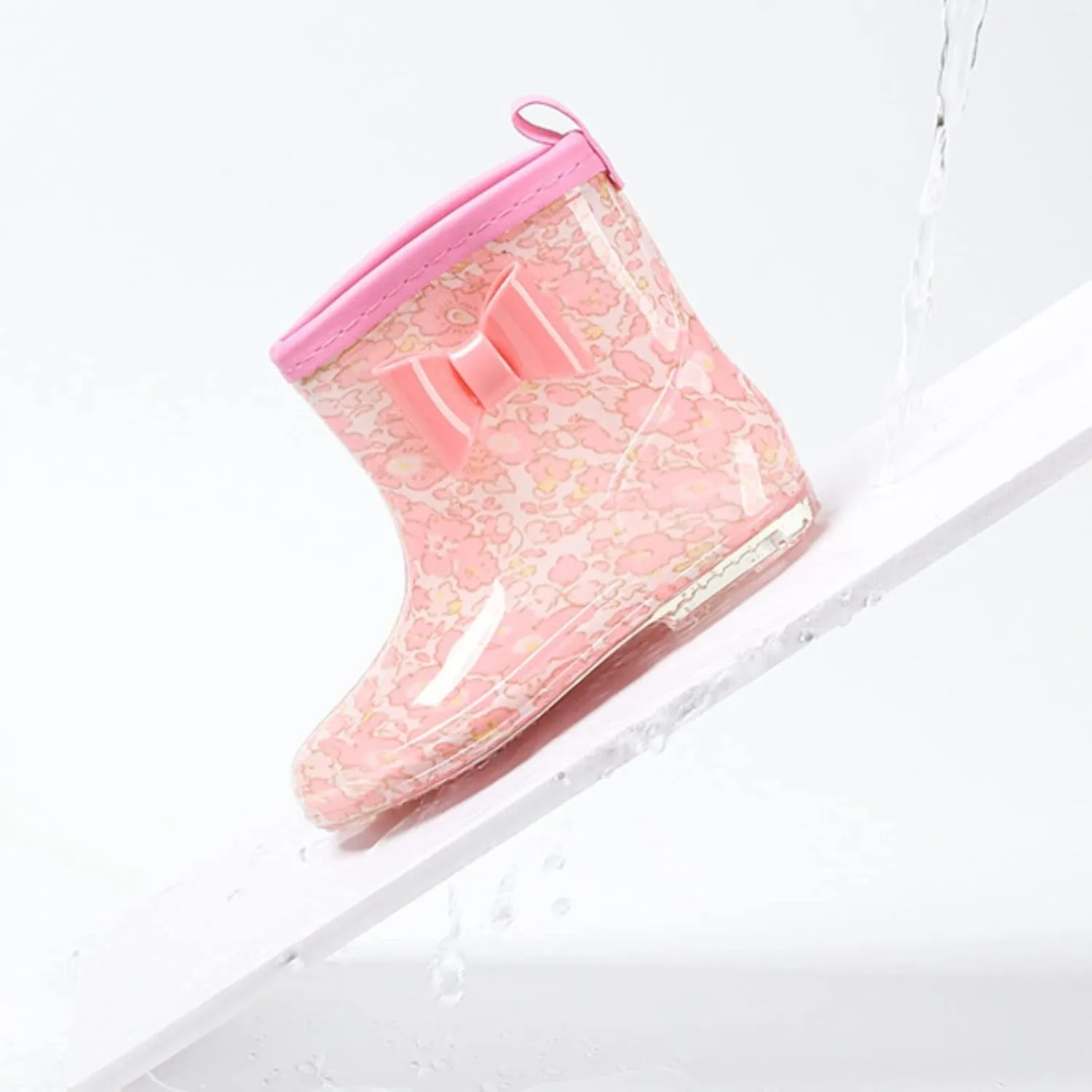 Toddler and Kids Cute Rain Boots Boys and Girls Waterproof Colors and Designs Lightweight Short Rain Boots
