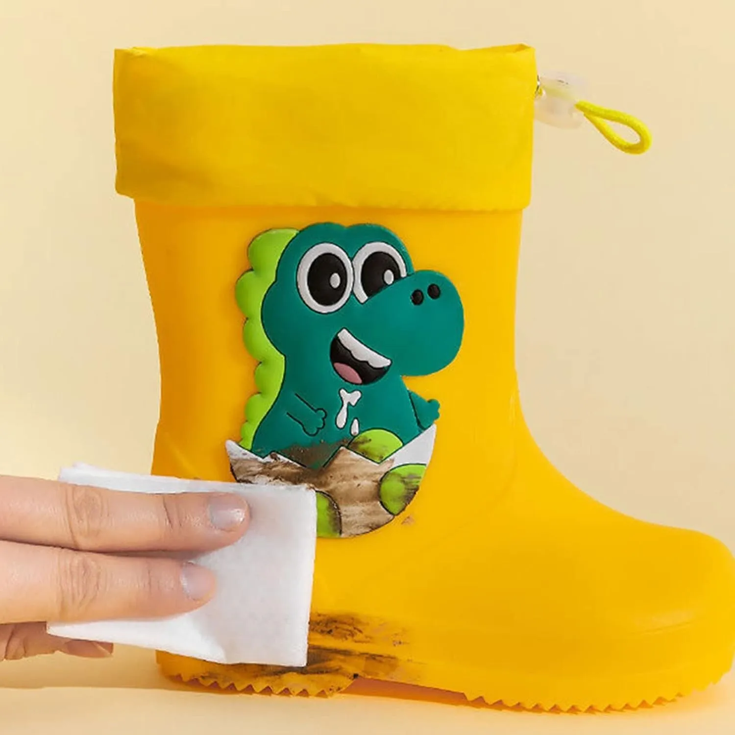 Toddler Dinosaur Rain Boots with Adjustable Buckle Infant Lightweight Non Slip Rainboots Kids Boys' Snow Boots