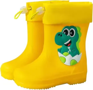 Toddler Dinosaur Rain Boots with Adjustable Buckle Infant Lightweight Non Slip Rainboots Kids Boys' Snow Boots