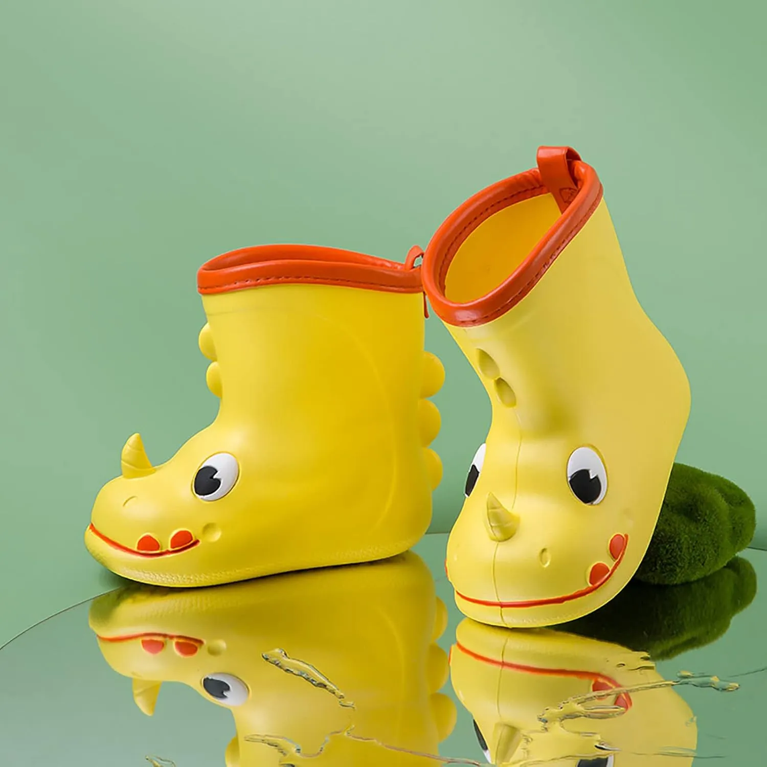 Toddler Girl Rain Boots Cartoon Animals Rain Boots Toddler Kids Rain Shoes Childrens Adorable (Yellow, 5.5-6 Years)