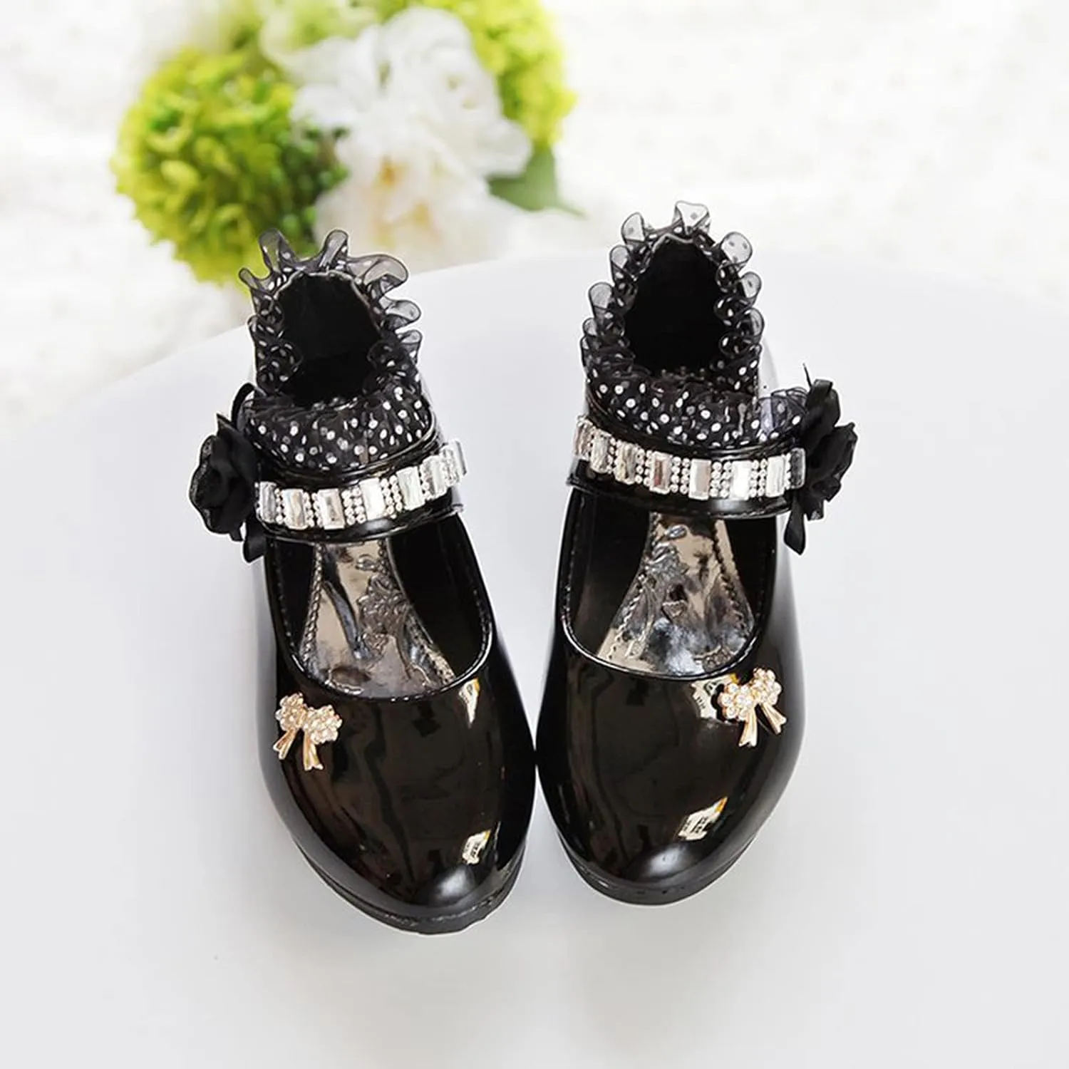 Toddler Girls Patent Leather Dress Shoes Little Girls School Uniform Mary Jane Flats Low Heels for Party Wedding