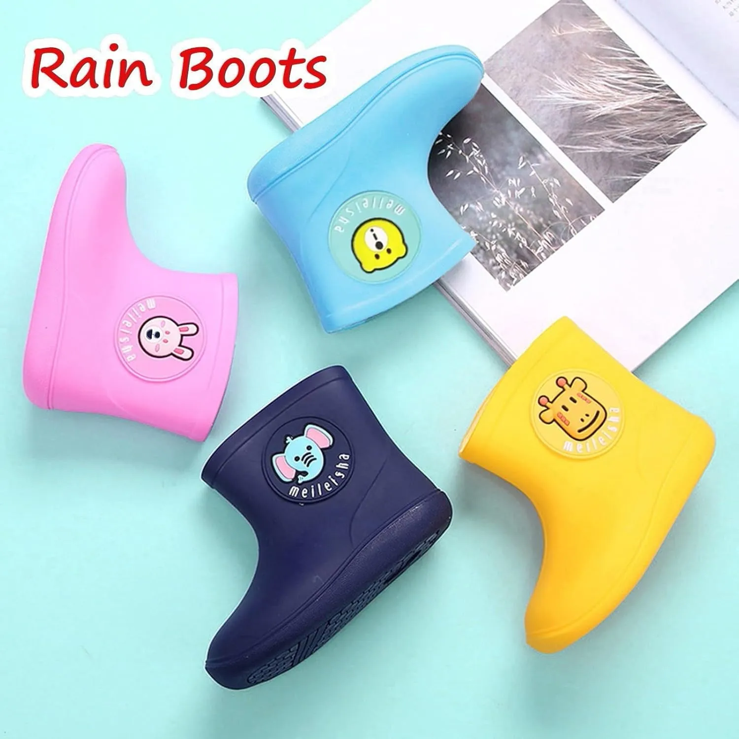 Toddler Kids Baby Girls Cartoon Rubber Waterproof Rain Non-Slip Shoes Rain Boots For 1-6 Years Old Toddler Rain Boots