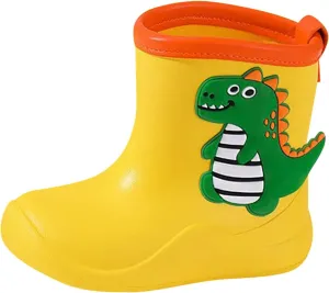 Toddler Kids Rain Boots Boys Girls Baby Cute Cartoon Dinosaur Print Rain Shoes Non Slip Rubber Snow Boots Kids Winter