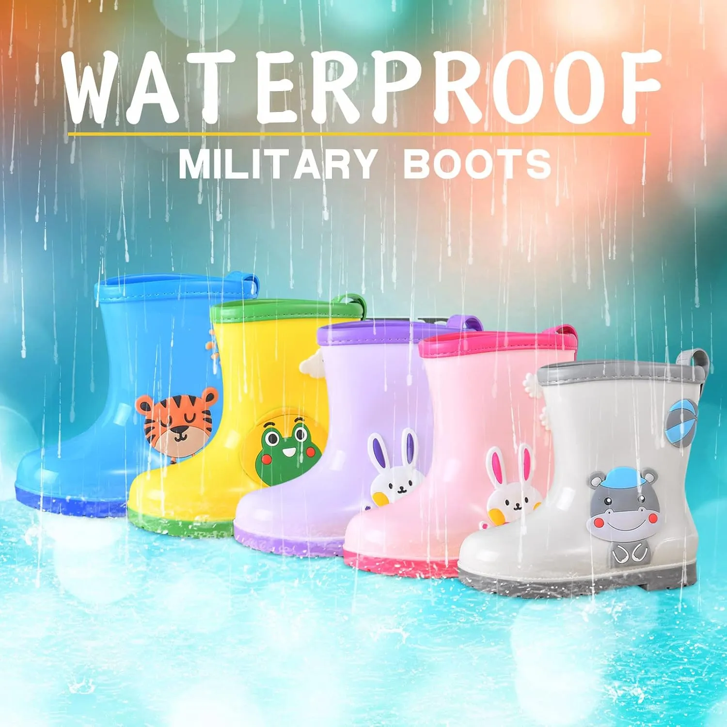 Toddler Rain Boots Baby Rain Boots Short Rain Boots for Toddler Easy-on Cute Lightweight ??aterproof Non Girls Heels