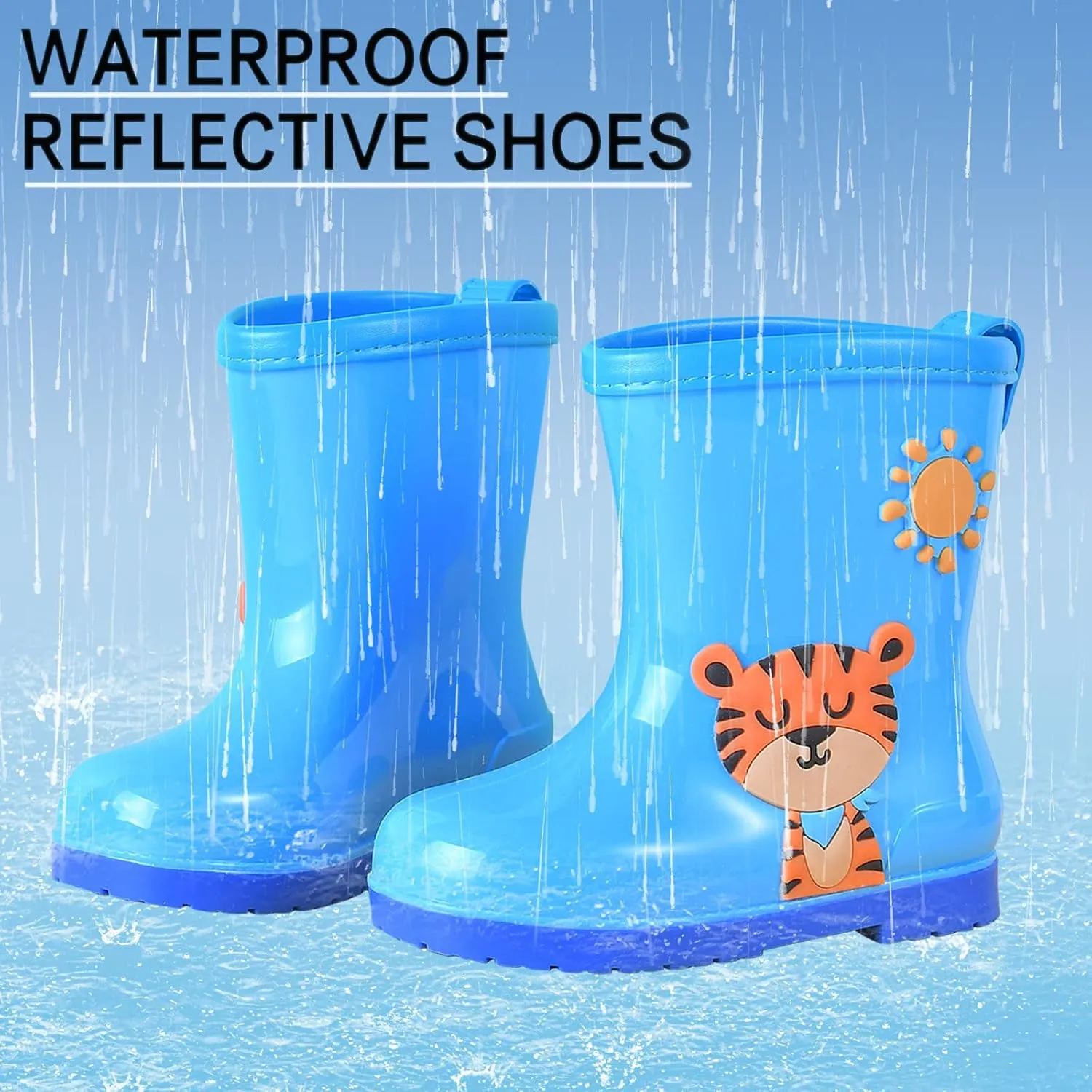 Toddler Rain Boots Baby Rain Boots Short Rain Boots for Toddler Easy-on Cute Lightweight Waterproof Non Slip Boot