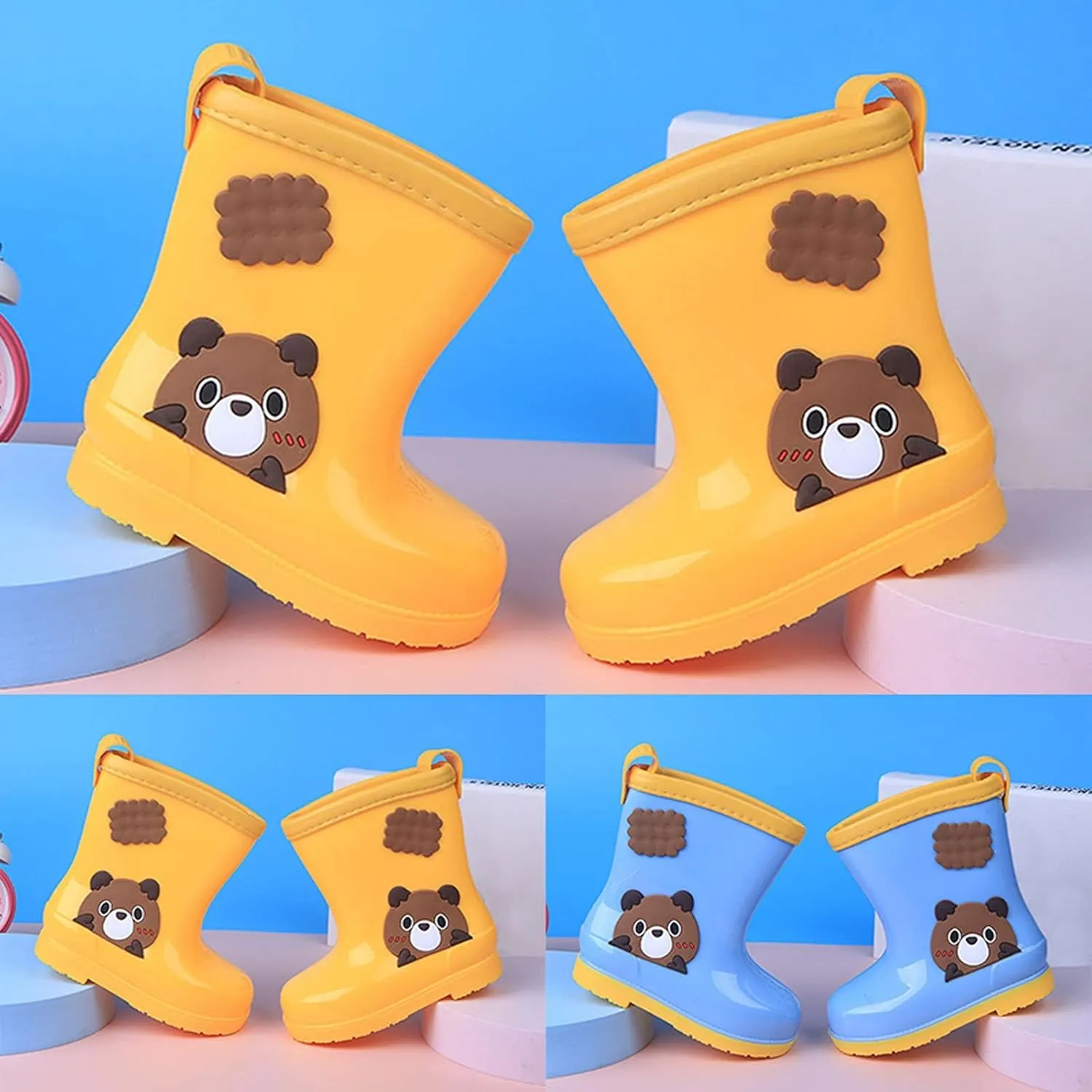 Toddler Rain Boots Baby Short Rain boots for Kids Boys & Girls, Non-Slip Rubber Sole Lightweight Waterproof