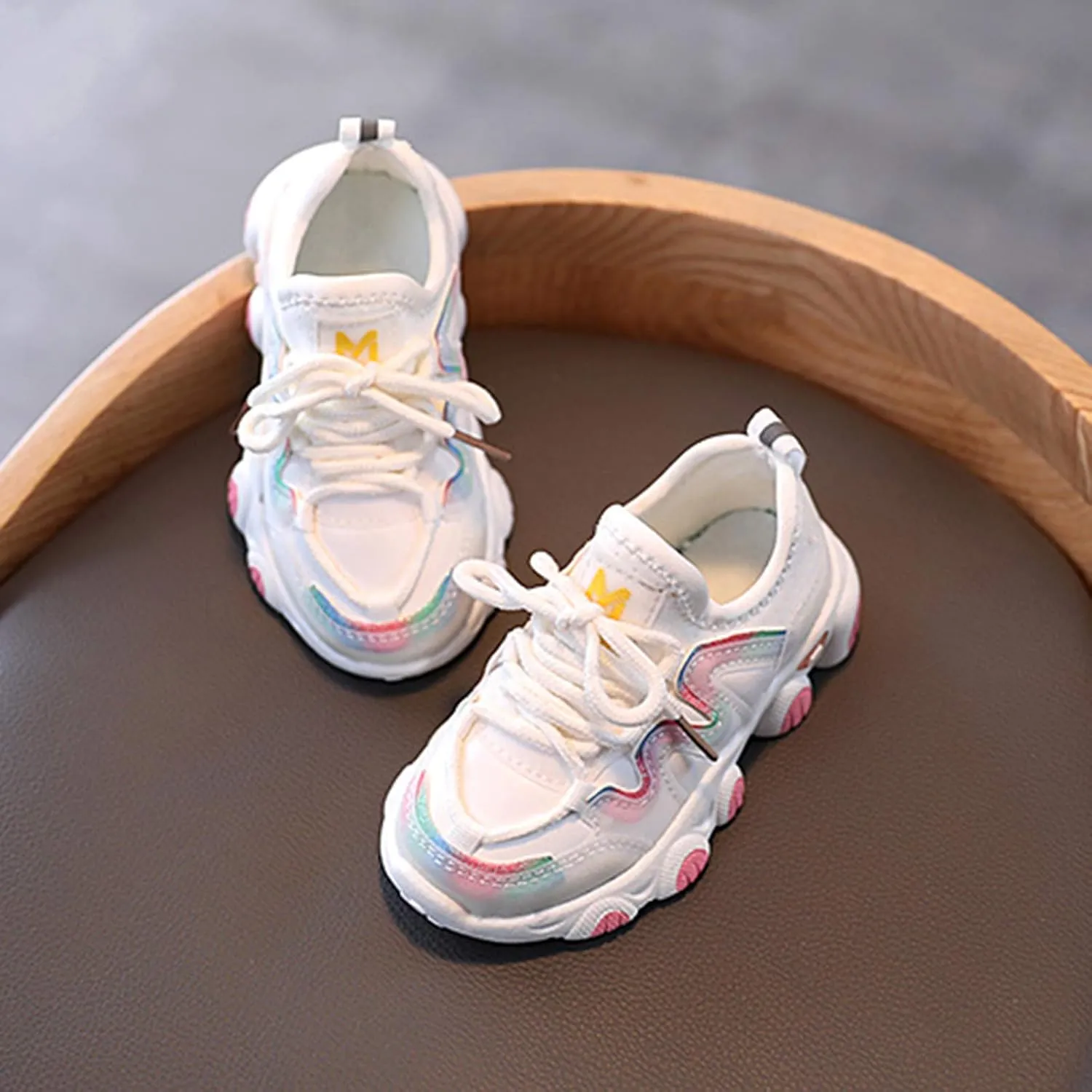Toddler Shoes Baby Boys Girls Lace Up Sneakers First Running Shoes Kids PU Leather Soft Rubber Outdoor Sport Shoes