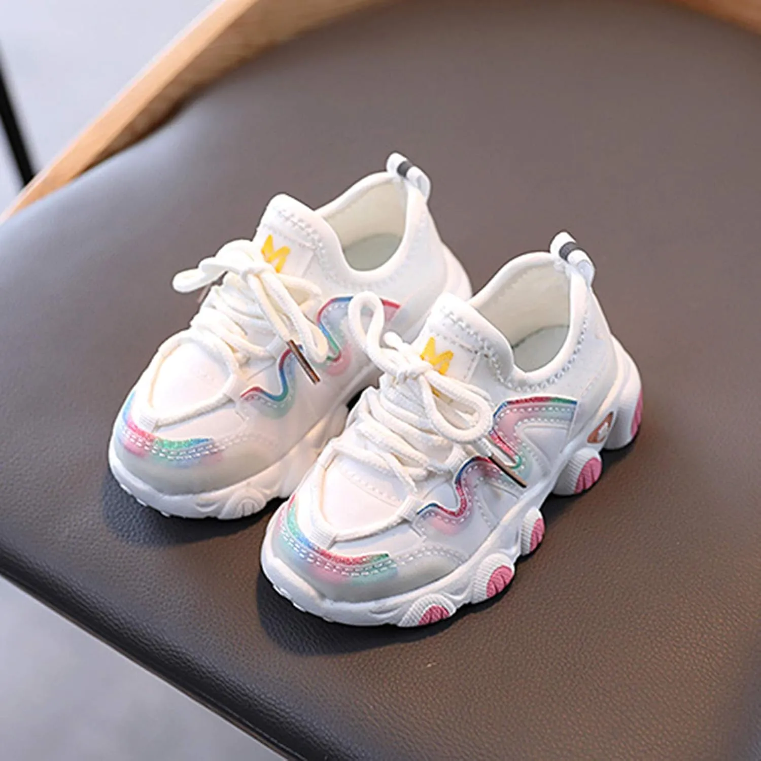 Toddler Shoes Baby Boys Girls Lace Up Sneakers First Running Shoes Kids PU Leather Soft Rubber Outdoor Sport Shoes