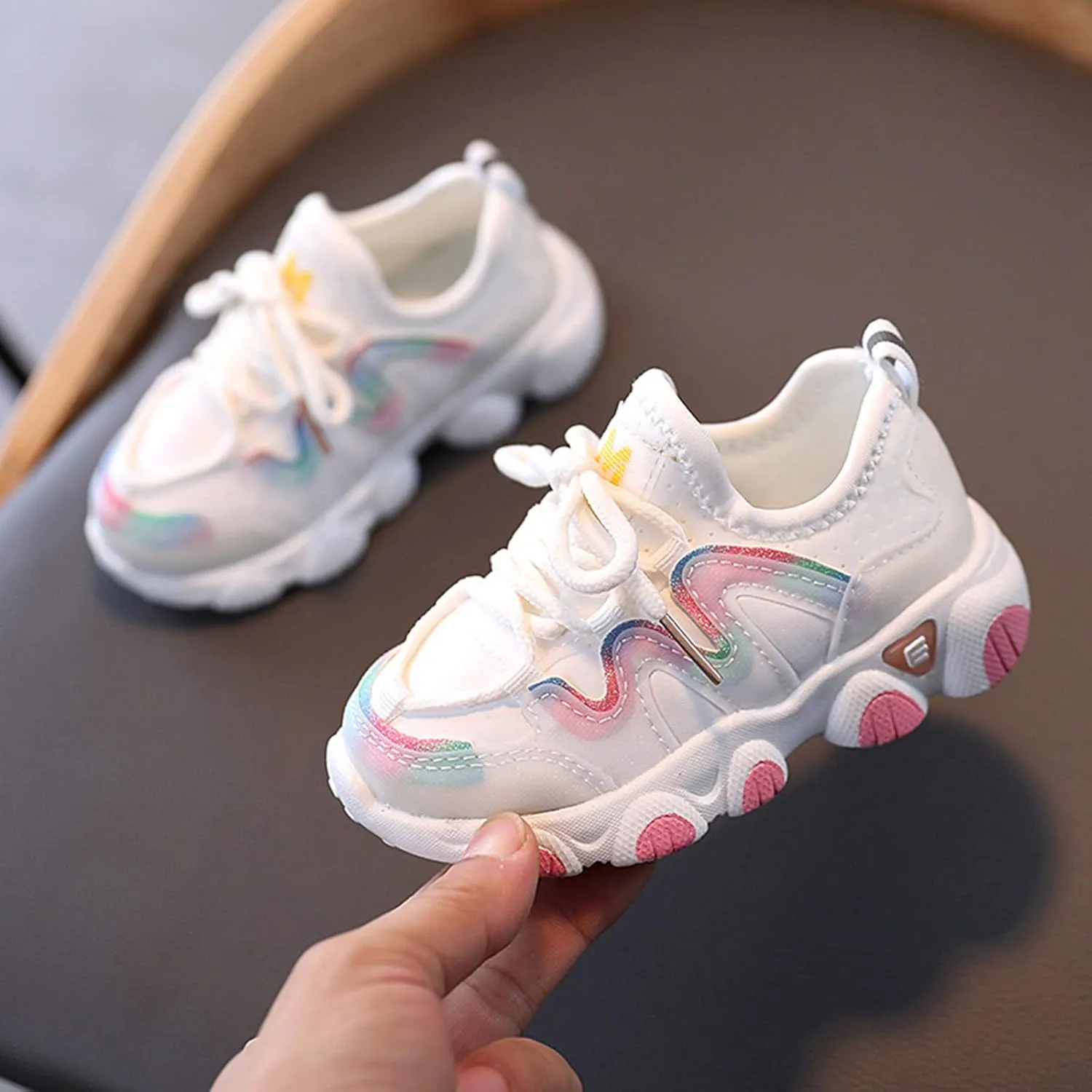 Toddler Shoes Baby Boys Girls Lace Up Sneakers First Running Shoes Kids PU Leather Soft Rubber Outdoor Sport Shoes
