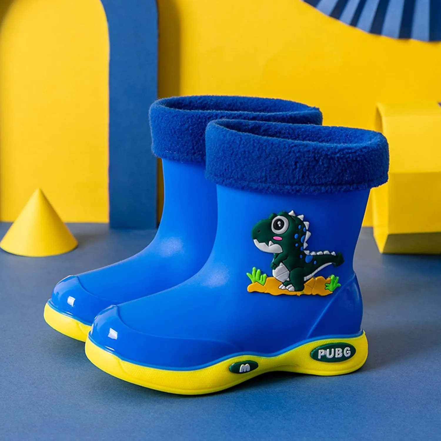 Toddler Warm Lined Rain Boots Baby Kids Dinosaur Rain Shoes Toddler Boy Rainboots Waterproof Boots For Boys