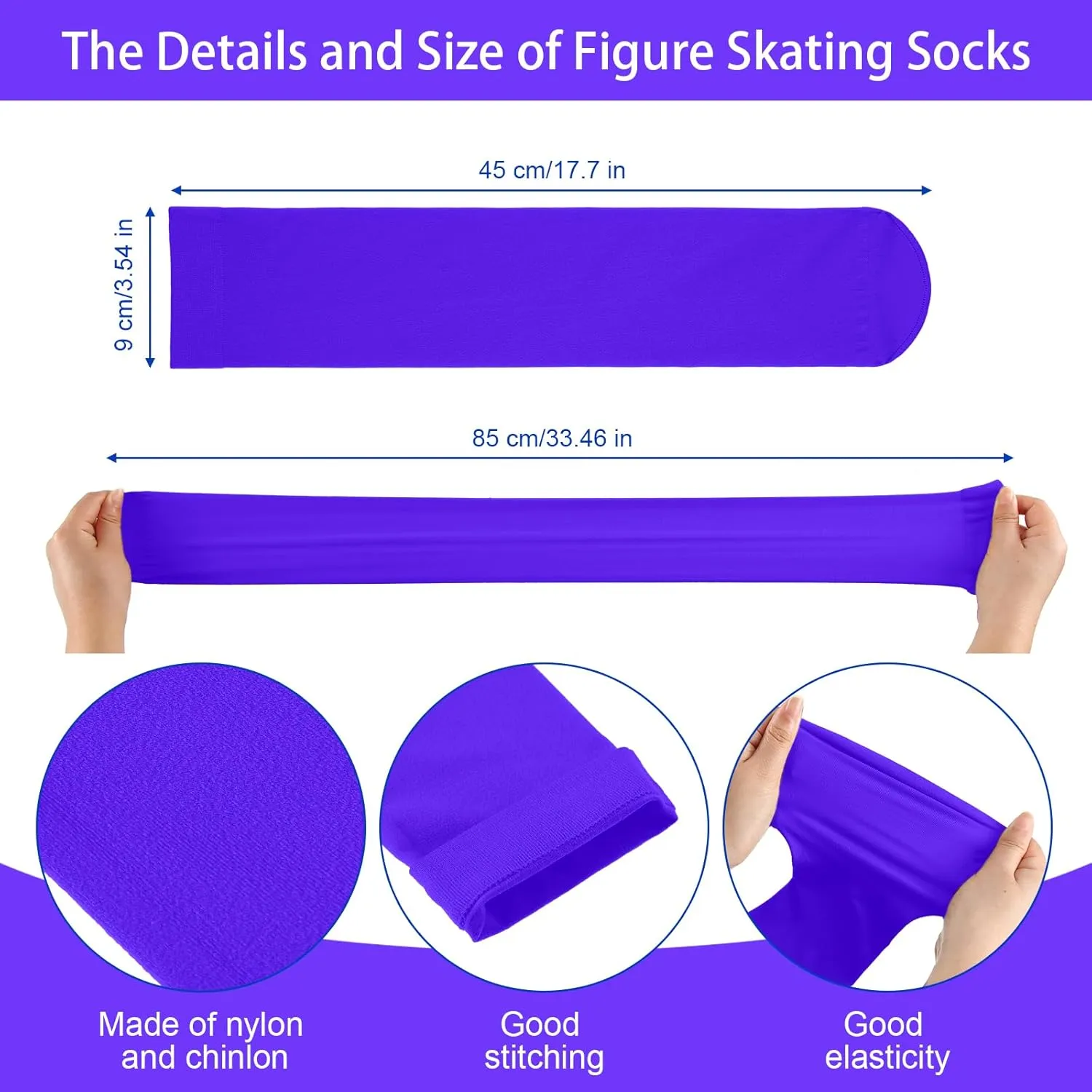 Toulite 12 Pairs Figure Skating Socks Ice Skating Socks for Women Girl Roller Skate Stocking Light Opaque Stocking