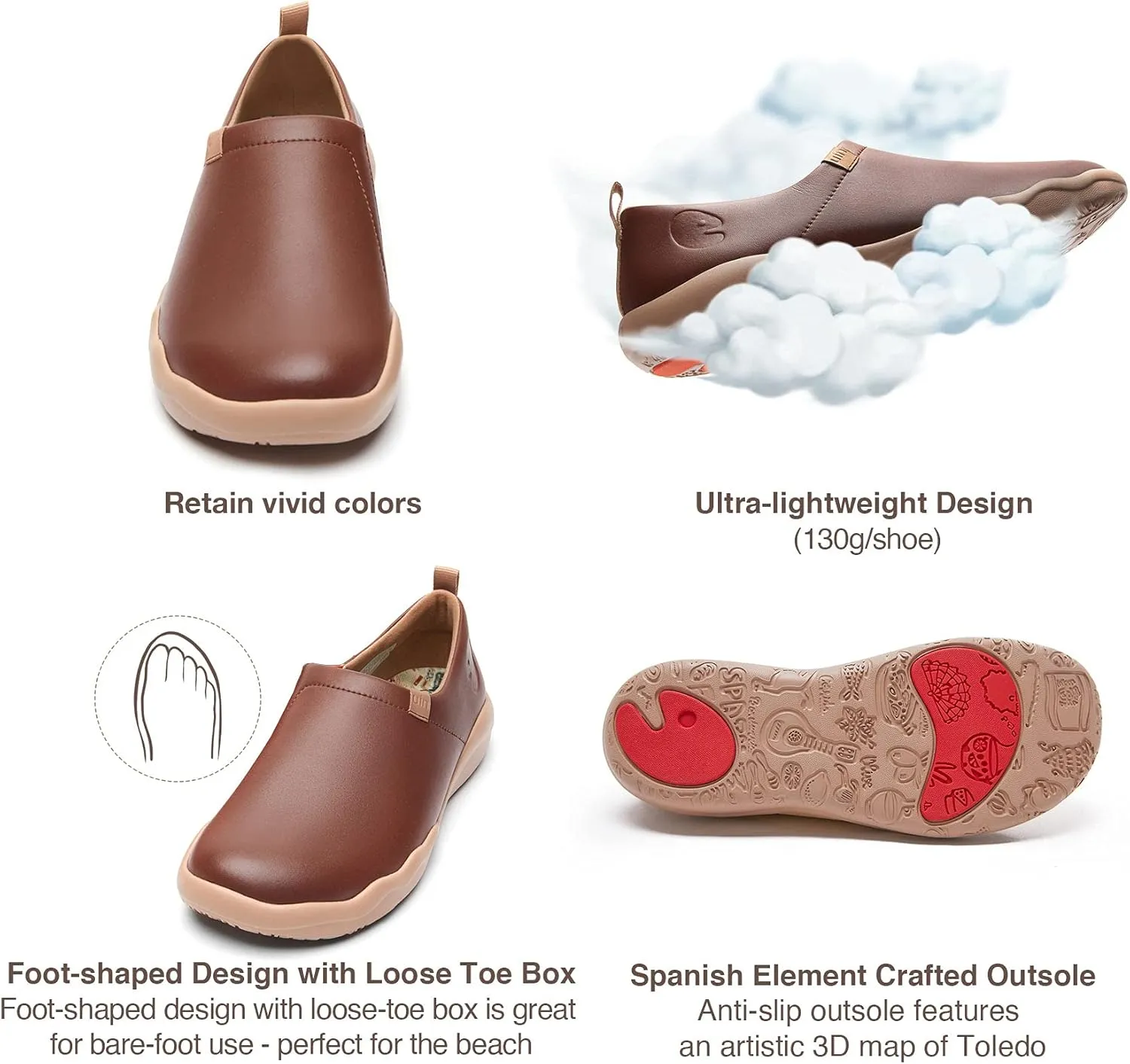 UIN Men's Walking Shoes Slip On Cow Suede Casual Lightweight Comfort Fashion Sneaker Cuenca