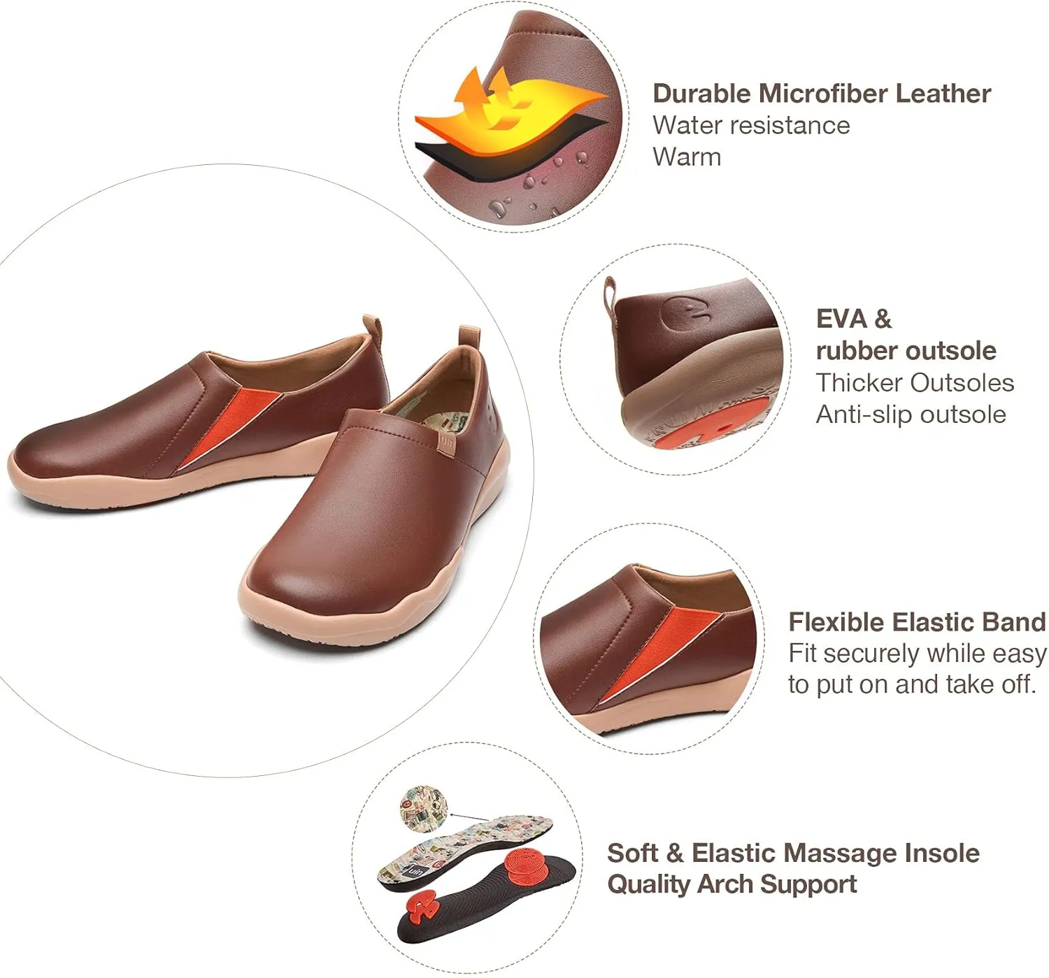 UIN Men's Walking Shoes Slip On Cow Suede Casual Lightweight Comfort Fashion Sneaker Cuenca
