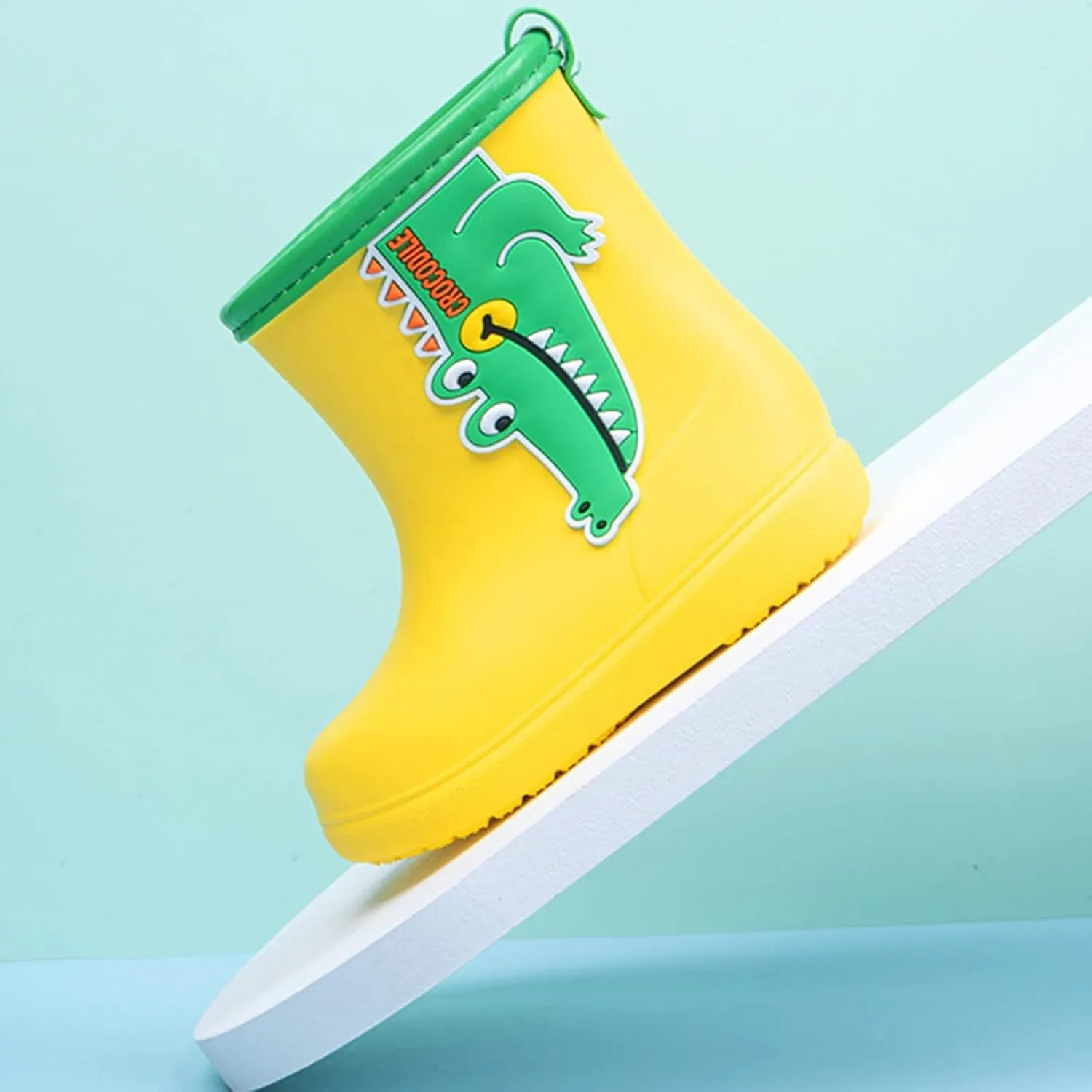 Unisex-Child Rain Boots Boys Girls Cute Short Rain Boots Waterproof Non Slip Garden Boots Toddler Kids Girl Boots Fuzzy