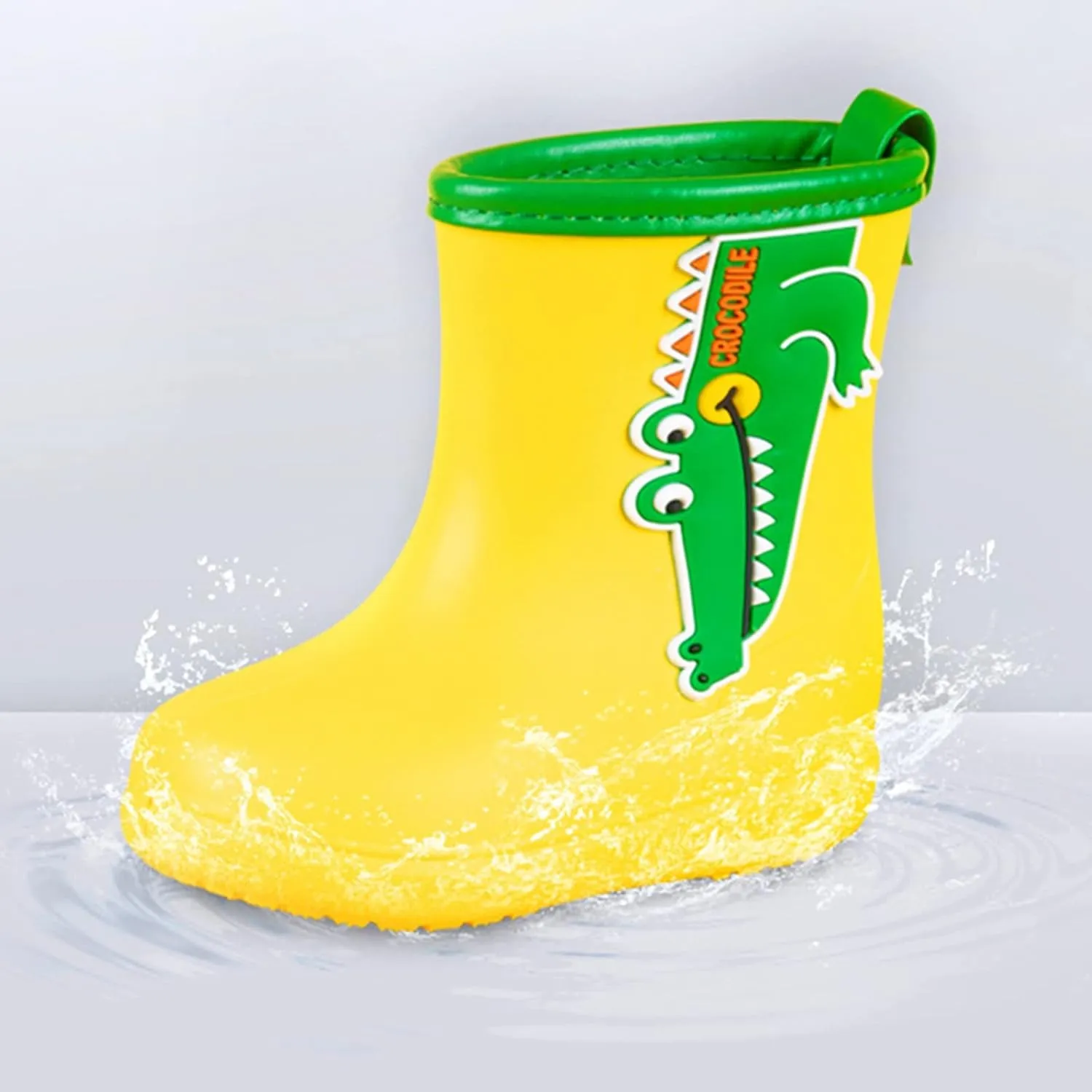 Unisex-Child Rain Boots Boys Girls Cute Short Rain Boots Waterproof Non Slip Garden Boots Toddler Kids Girl Boots Fuzzy
