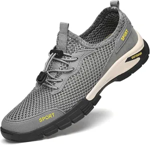 URLECHS Men's Breathable Mesh Quick Dry Water Shoes Lightweight Beach Sneakers Outdoor Casual Hiking Climbing Shoes