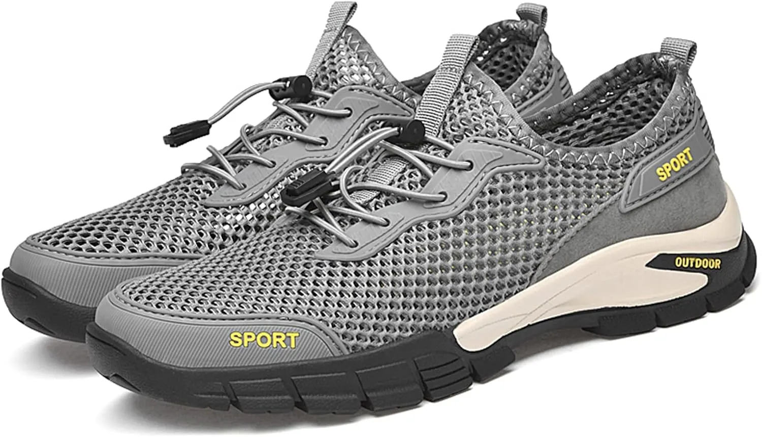 URLECHS Men's Breathable Mesh Quick Dry Water Shoes Lightweight Beach Sneakers Outdoor Casual Hiking Climbing Shoes