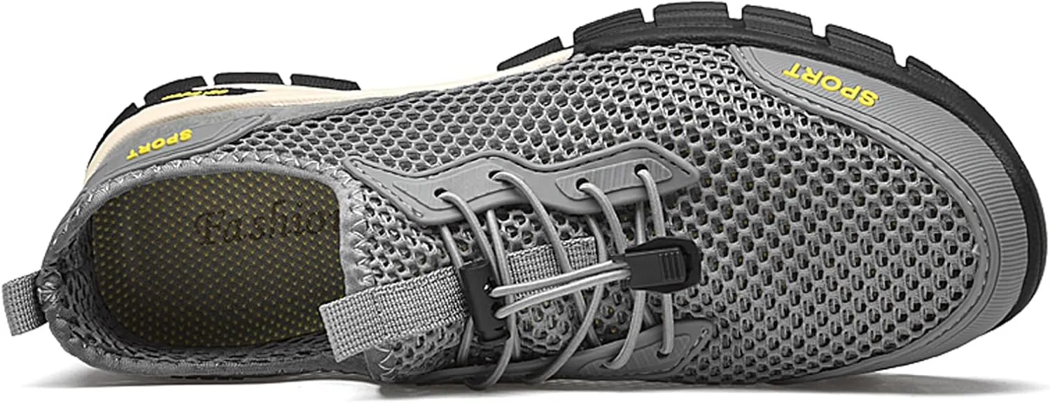URLECHS Men's Breathable Mesh Quick Dry Water Shoes Lightweight Beach Sneakers Outdoor Casual Hiking Climbing Shoes