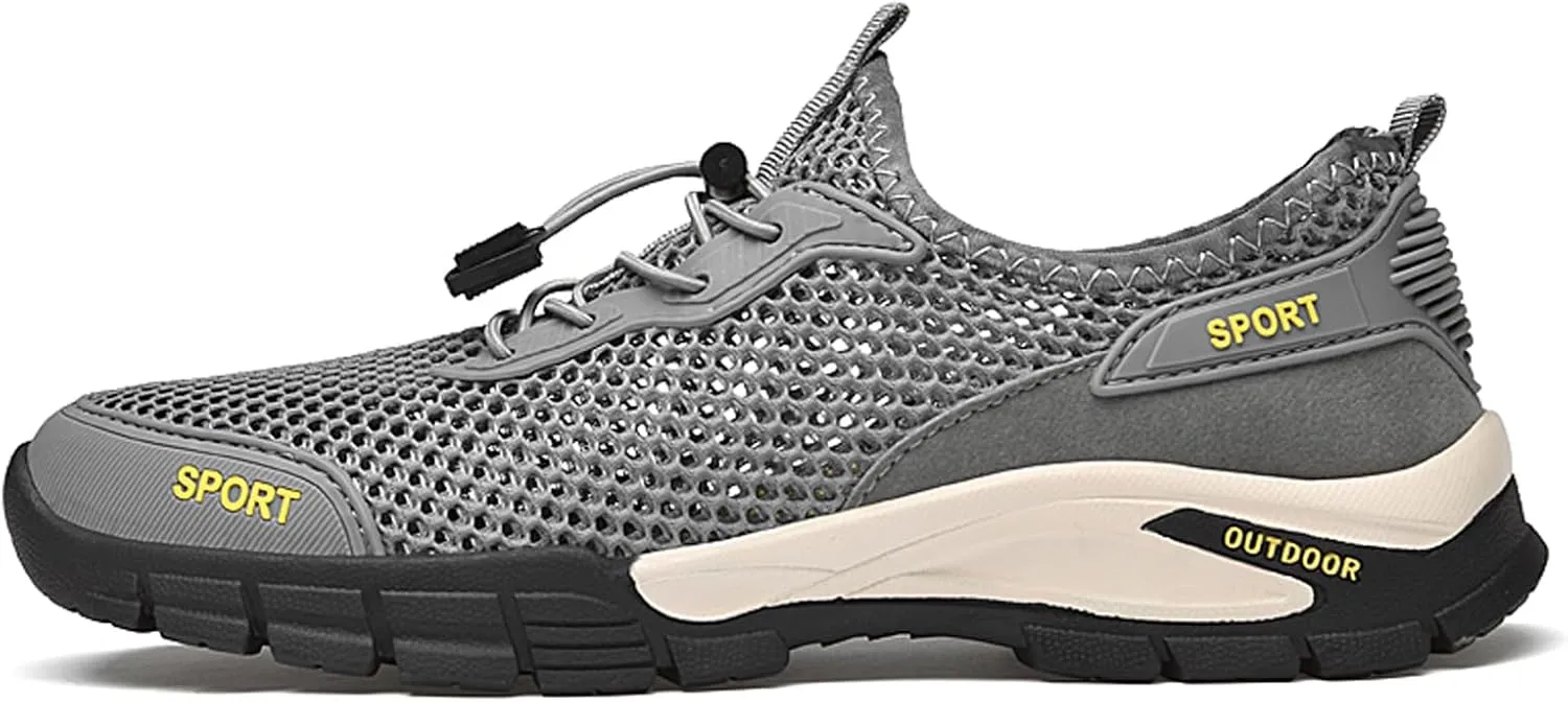 URLECHS Men's Breathable Mesh Quick Dry Water Shoes Lightweight Beach Sneakers Outdoor Casual Hiking Climbing Shoes