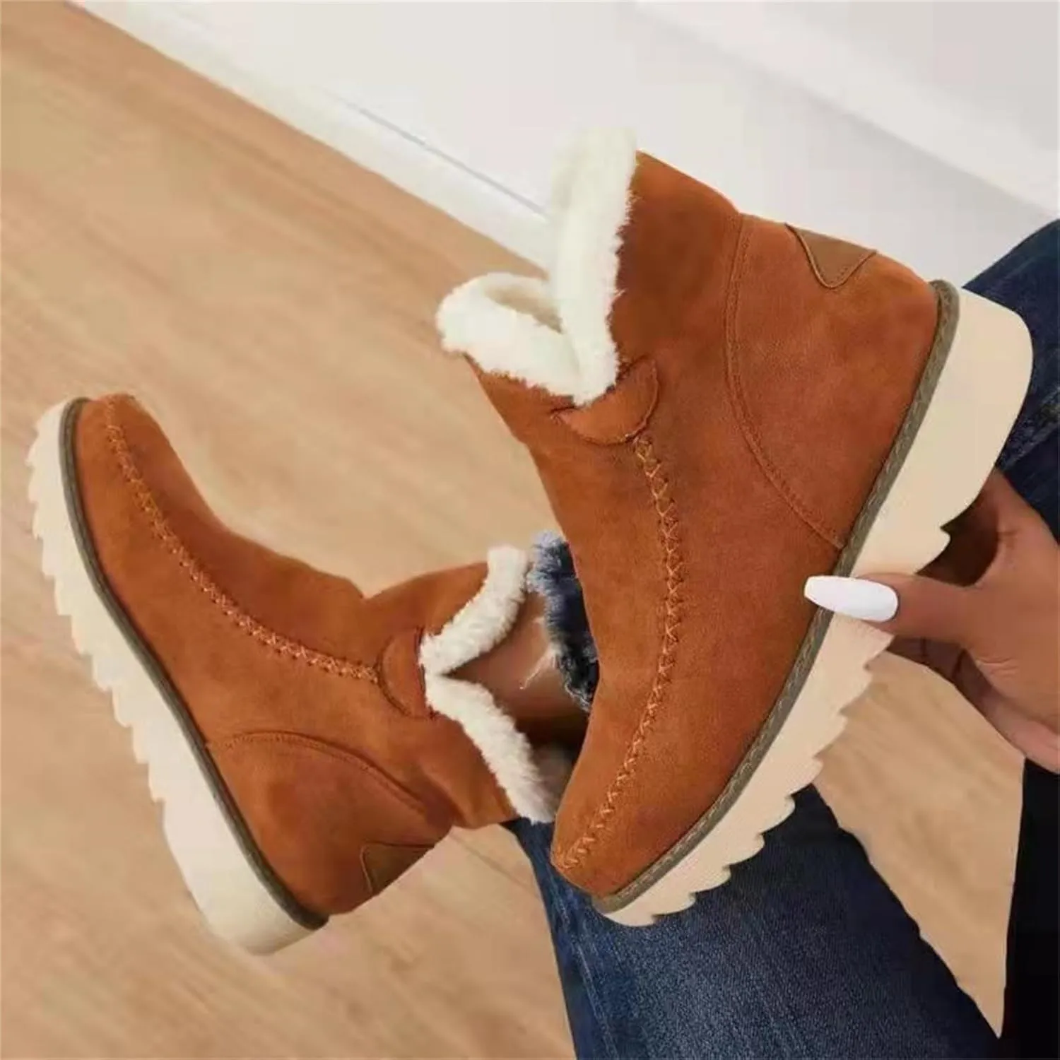 Wide Width Snow Boots for Women Plus Size Snow Boot Women Cute Women Winter Boots Fashion Wide Snow Boots for Women Botas De Invierno Para Mujer Elegantes Con Tacon
