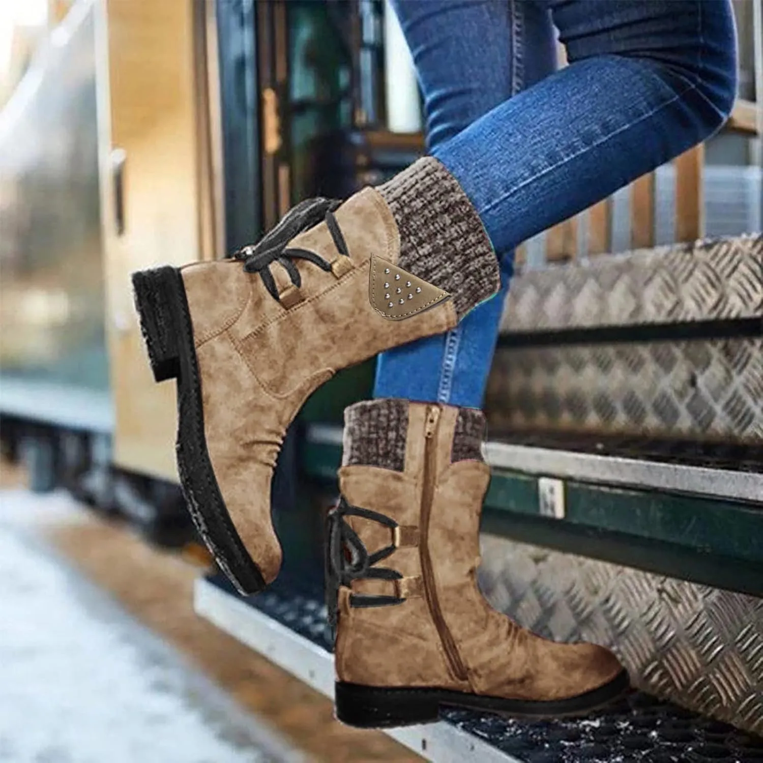 Winter Boots for Women 2023 Trendy Black Snow Boot Women Wide Waterproof Snow Boots Women Wide Width Long Waterproof Slip Resistant Work Boots for Women Botas De Nieve Para Mujer Talla 4