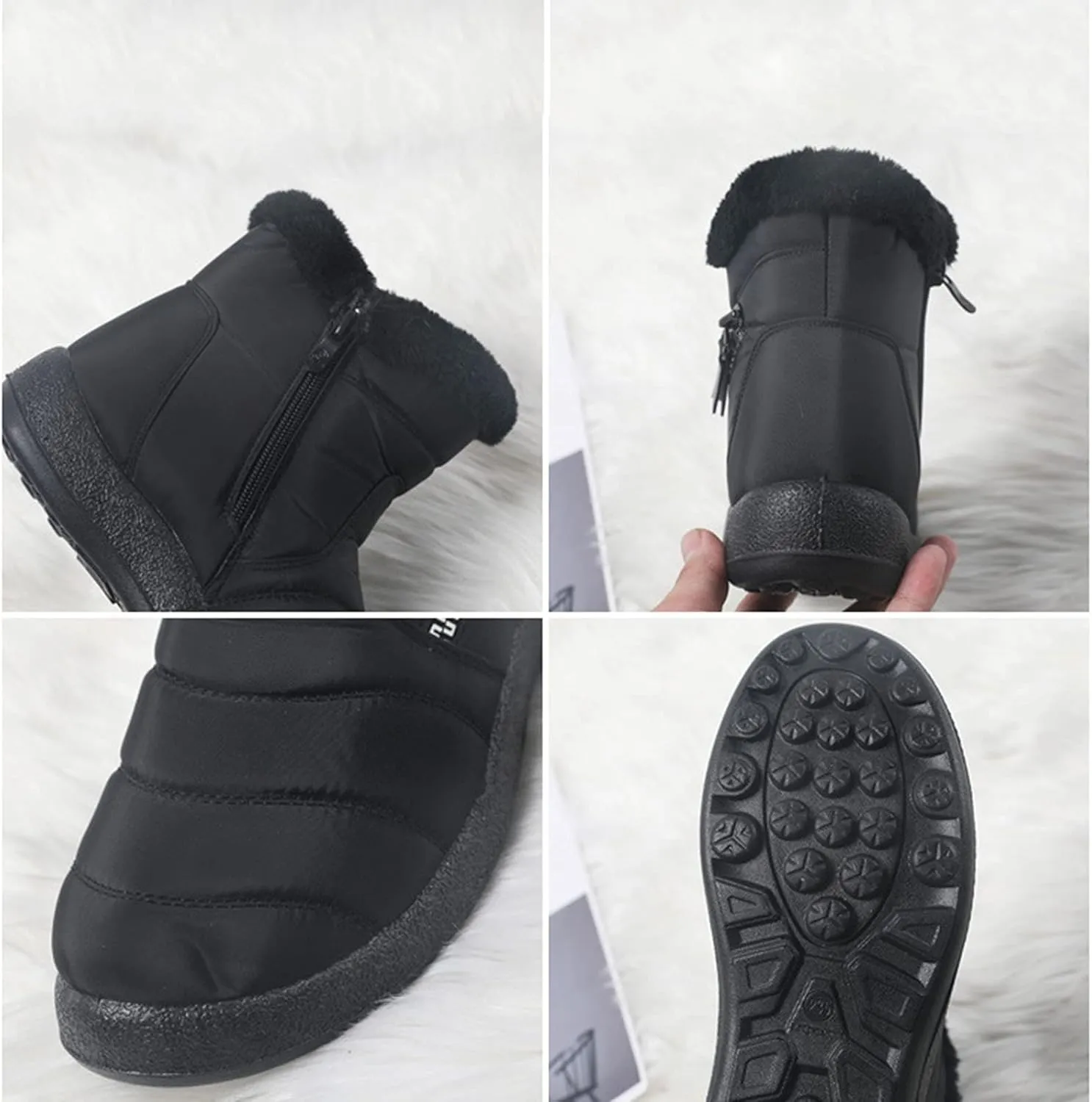 Winter Boots for Women 2023 Trendy Black Womens Winter Boots Black Cute Women's Memory Foam Winter Fur Lined Snow Booties Shoes Boots for Winter Fashion for Women Botas Para Frio De Mujer Talla 4