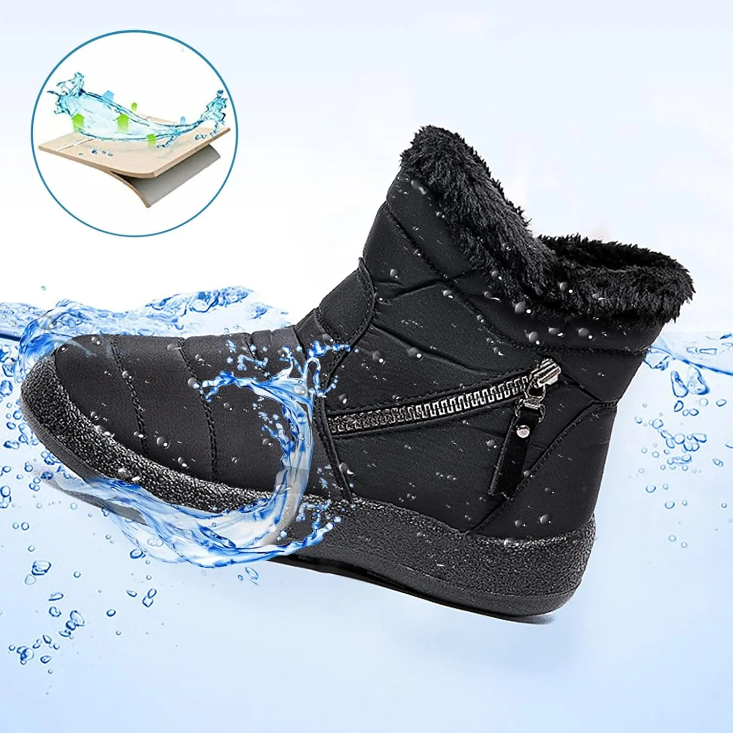 Winter Boots for Women 2023 Trendy Black Womens Winter Boots Black Cute Women's Memory Foam Winter Fur Lined Snow Booties Shoes Boots for Winter Fashion for Women Botas Para Frio De Mujer Talla 4