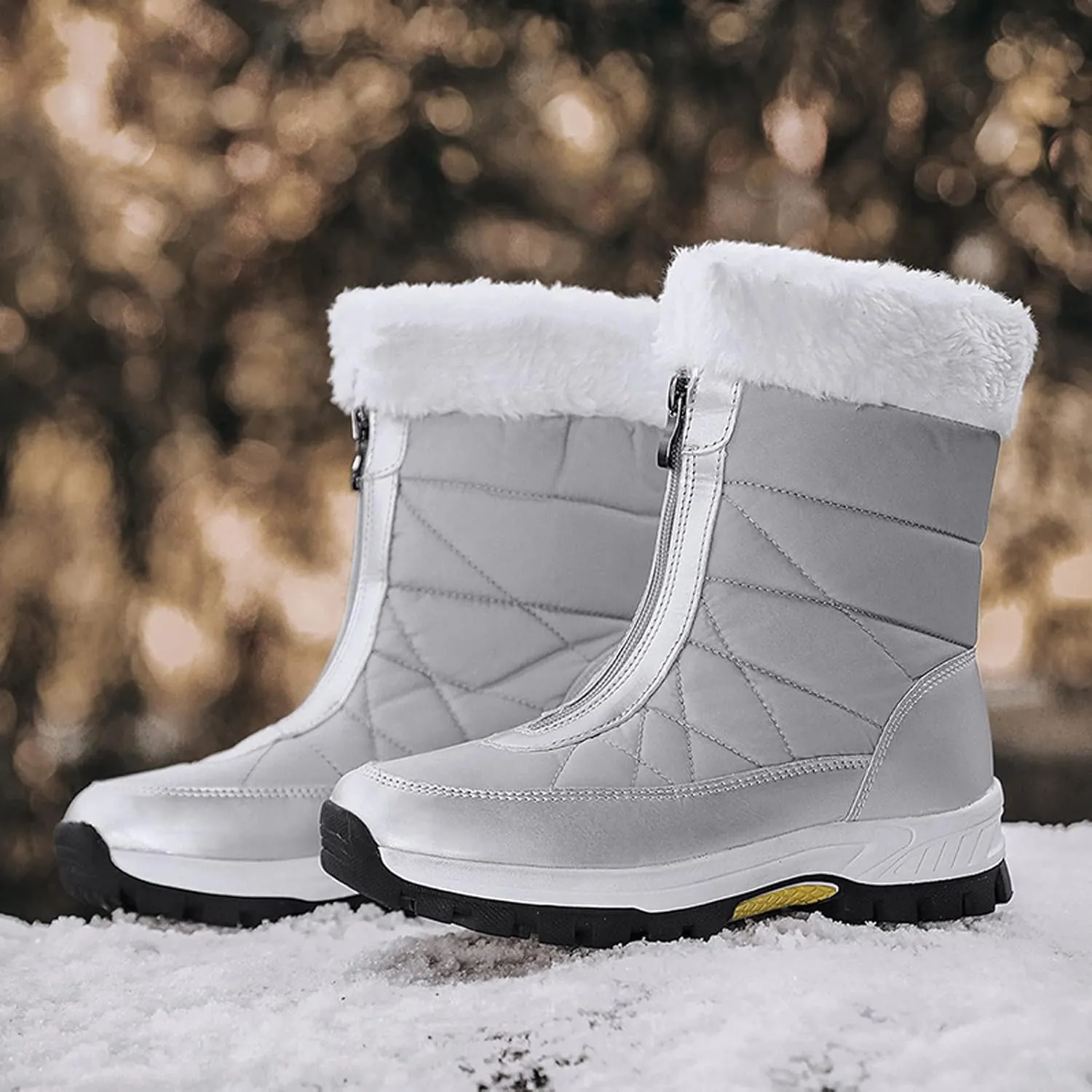 Winter Boots for Women Ankle Snow Booties Warm Fur Lined Winter Boots Anti Slip Lug Sole Waterproof Hiking Boots