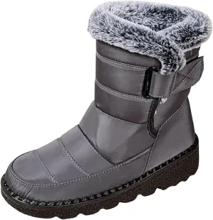 Winter Boots for Women Men Couple Warm Fur Lined Booties Non Slip Waterproof Flat Hook Loop Snow Boots