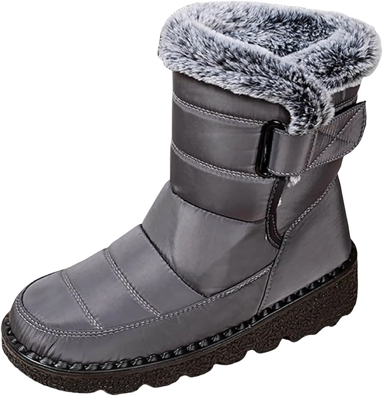 Winter Boots for Women Men Couple Warm Fur Lined Booties Non Slip Waterproof Flat Hook Loop Snow Boots