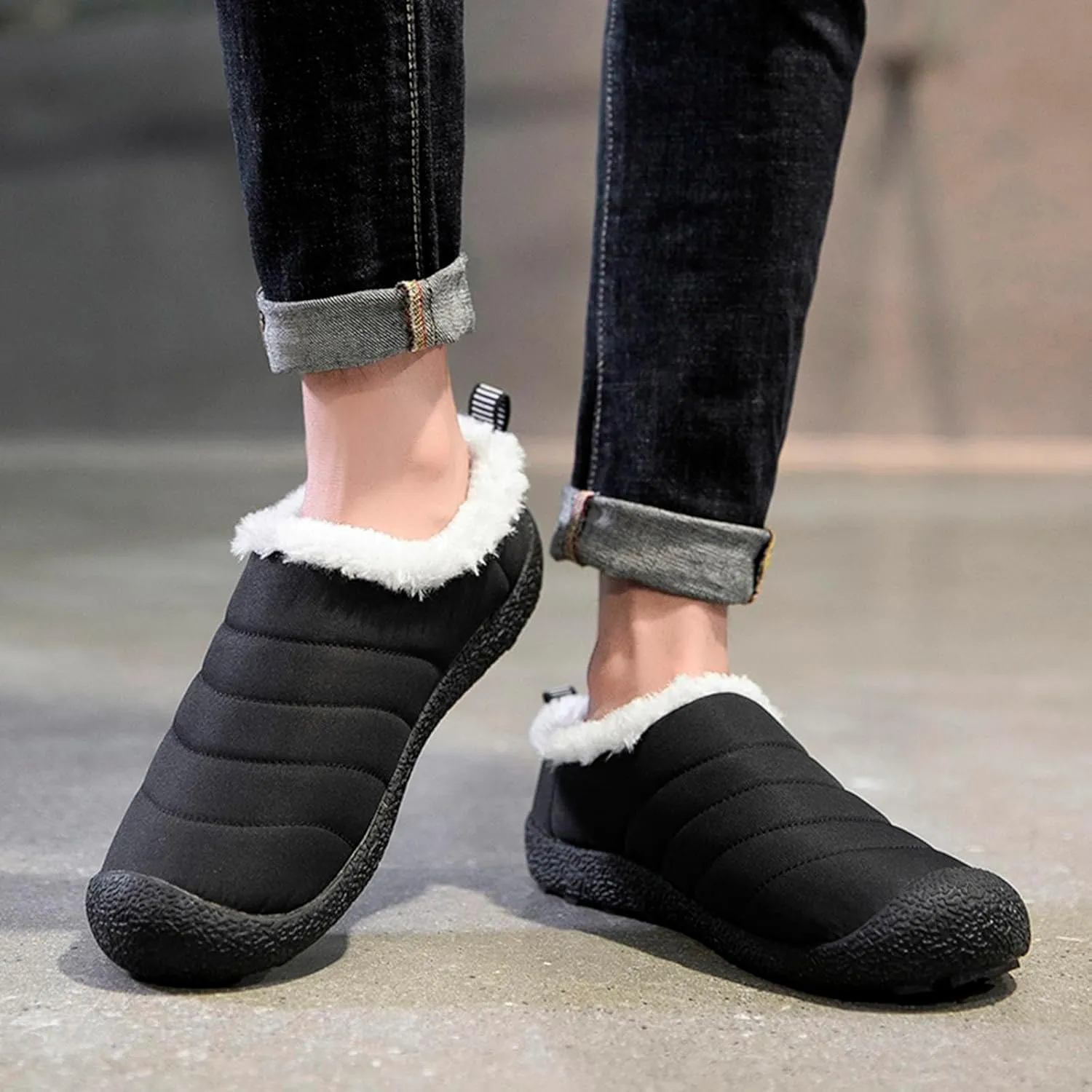 Winter Boots for Women Men Couple Warm Fur Lined Boots Waterproof Outdoor Ankle Booties Slip On Lightweight Boots