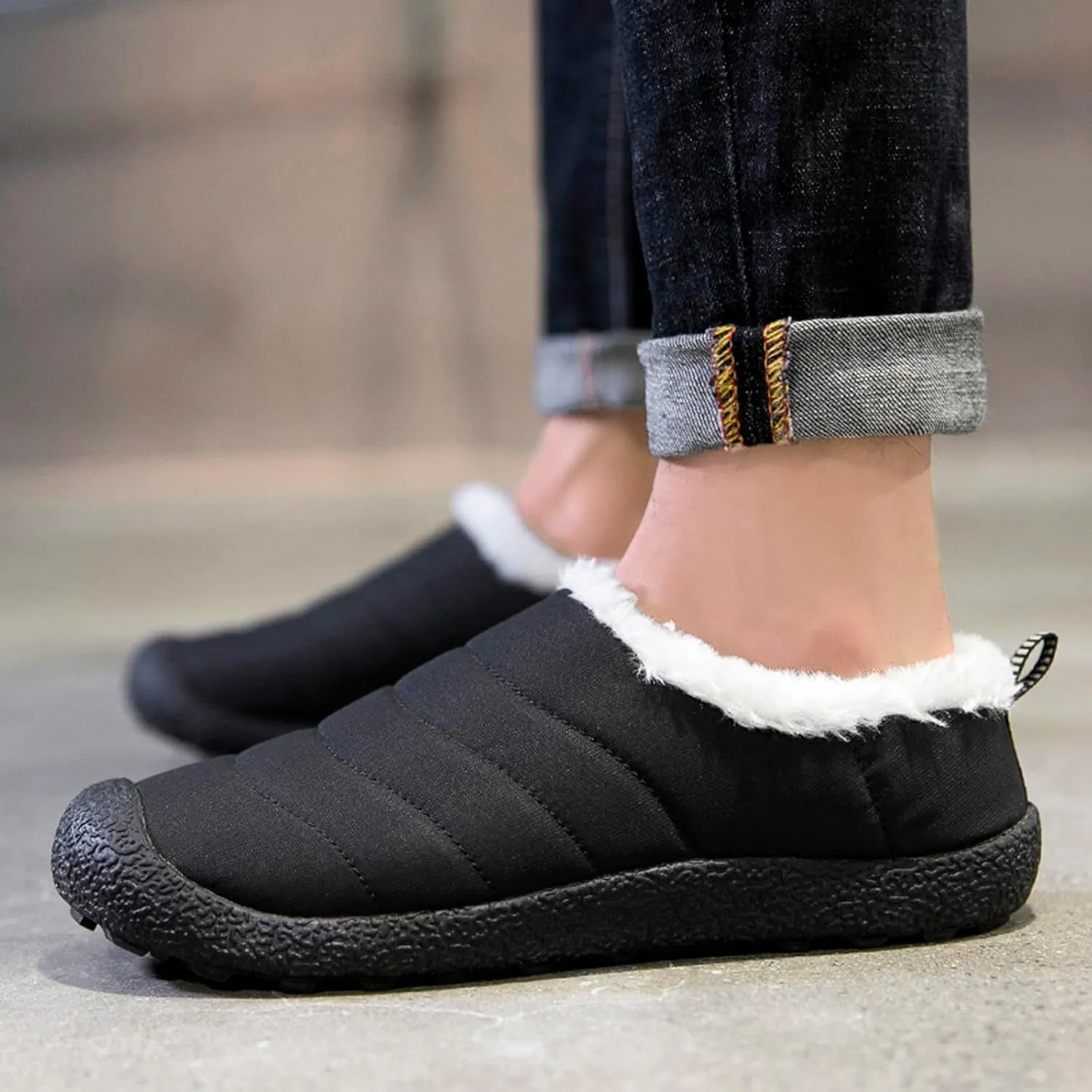 Winter Boots for Women Men Couple Warm Fur Lined Boots Waterproof Outdoor Ankle Booties Slip On Lightweight Boots