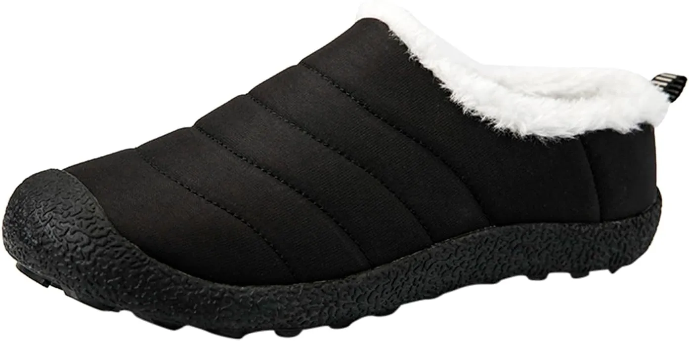 Winter Boots for Women Men Couple Warm Fur Lined Boots Waterproof Outdoor Ankle Booties Slip On Lightweight Boots