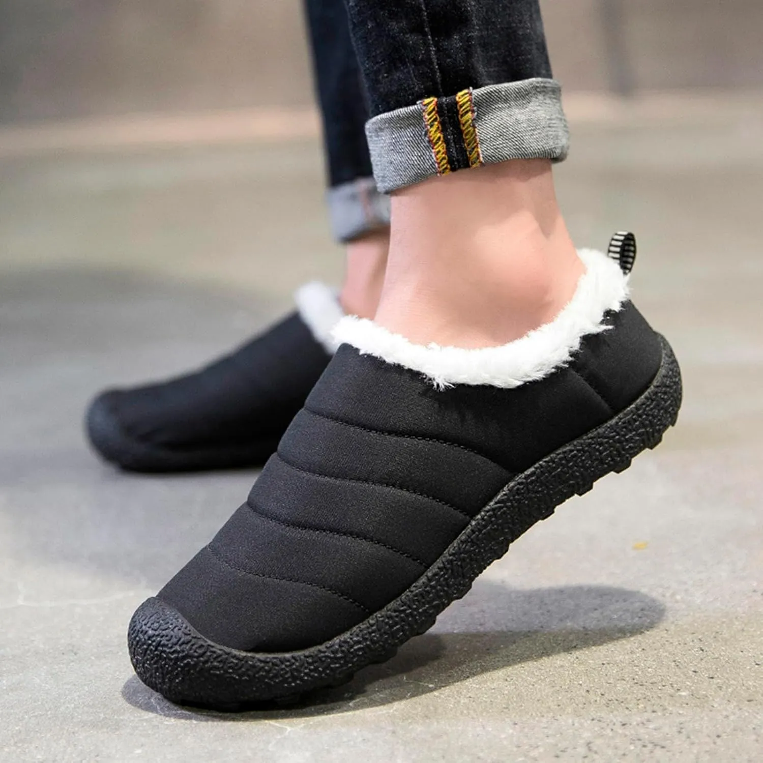 Winter Boots for Women Men Couple Warm Fur Lined Boots Waterproof Outdoor Ankle Booties Slip On Lightweight Boots