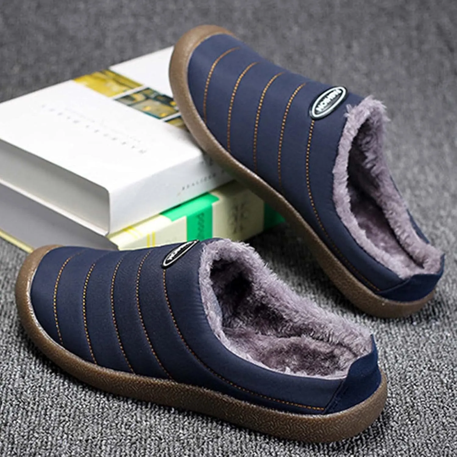 Winter Boots for Women Men Couple Warm Fur Lined Snow Boots Waterproof Slip On Lightweight Womens Boots Slippers